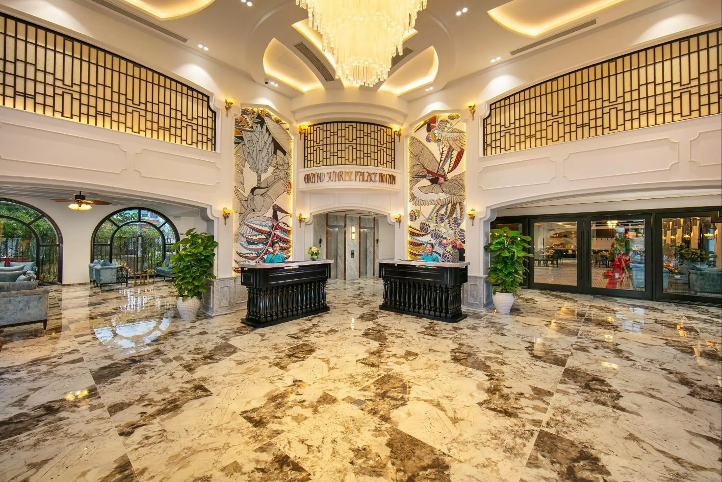 Lobby or reception in Grand Sunrise Palace Hoi An- A Luxury Indochine Hotel & Spa Lobby or reception in Grand Sunrise Palace Hoi An- A Luxury Indochine Hotel & Spa