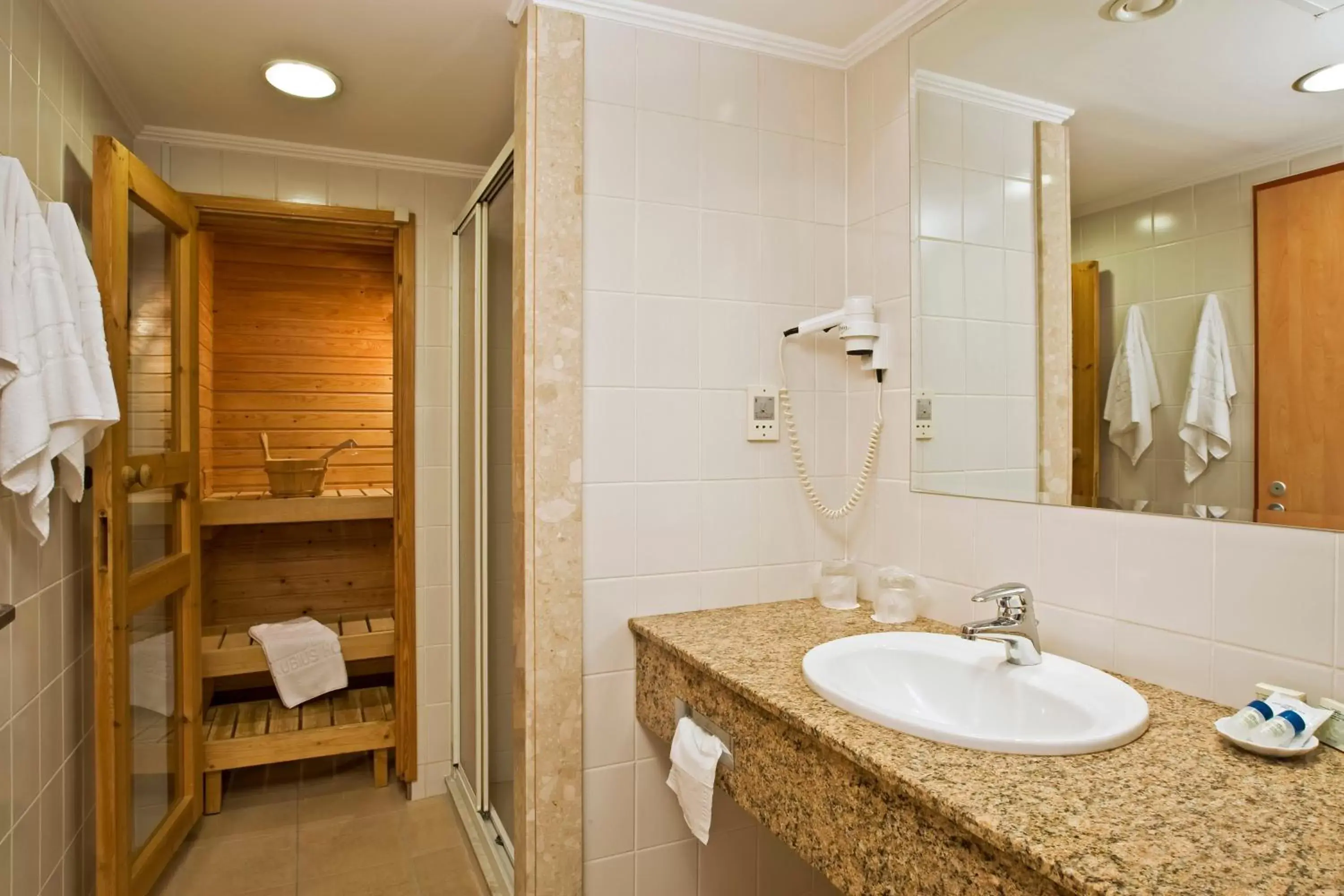 Sauna, Bathroom in Danubius Hotel Helia