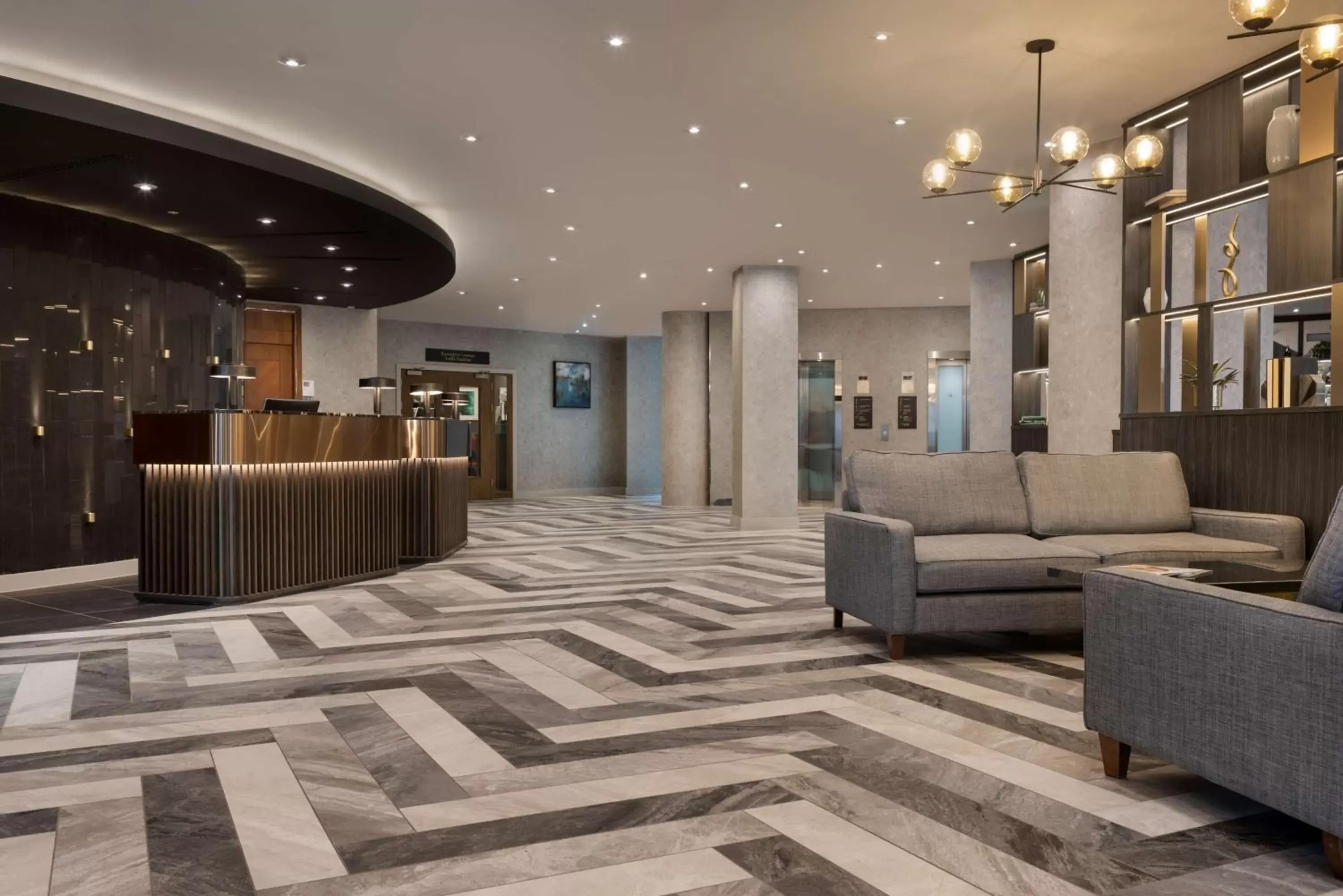 Lobby or reception in Hilton Cardiff Lobby or reception in Hilton Cardiff