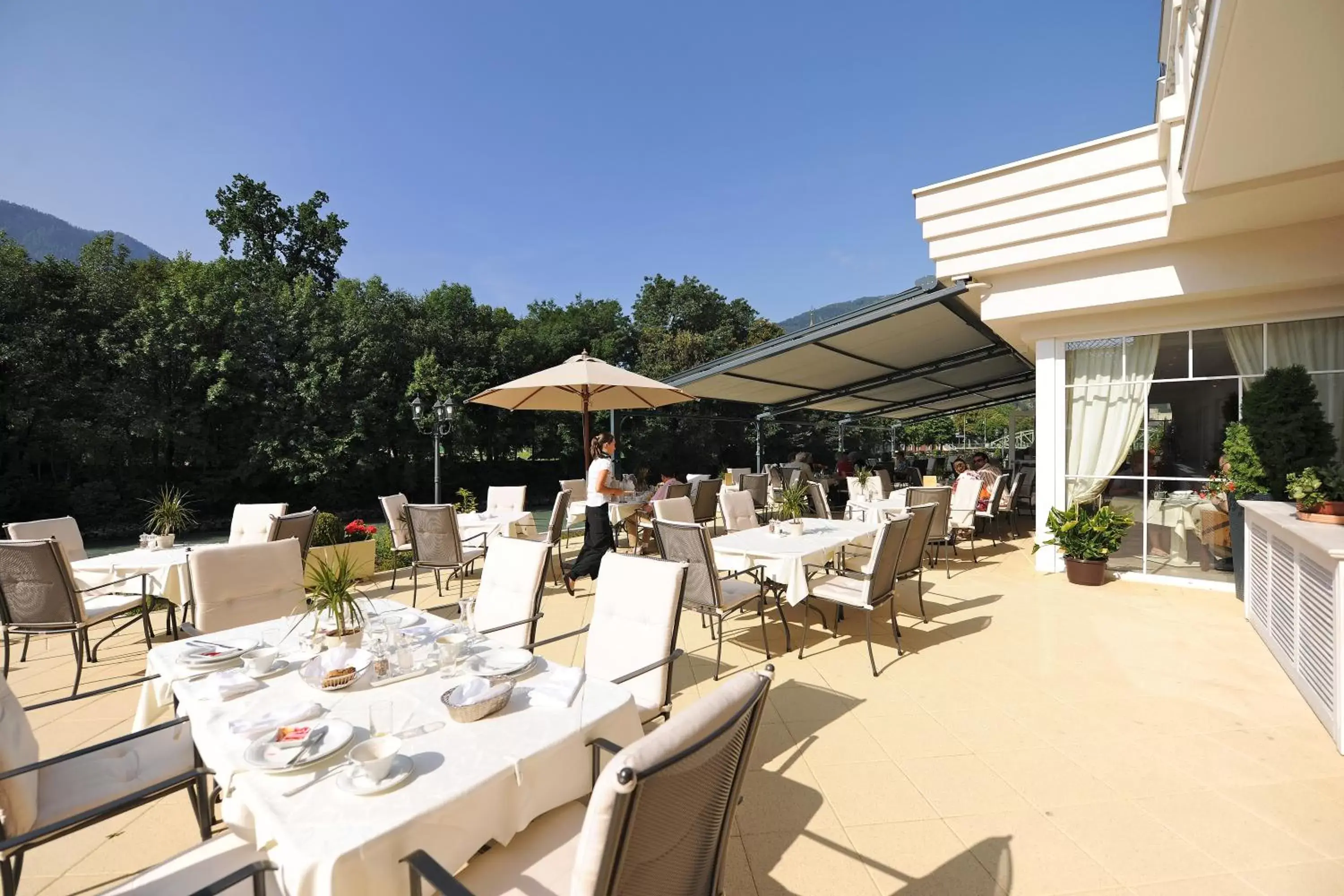 Balcony/Terrace, Restaurant/Places to Eat in Grandhotel Lienz Business-Wellness & Gourmet