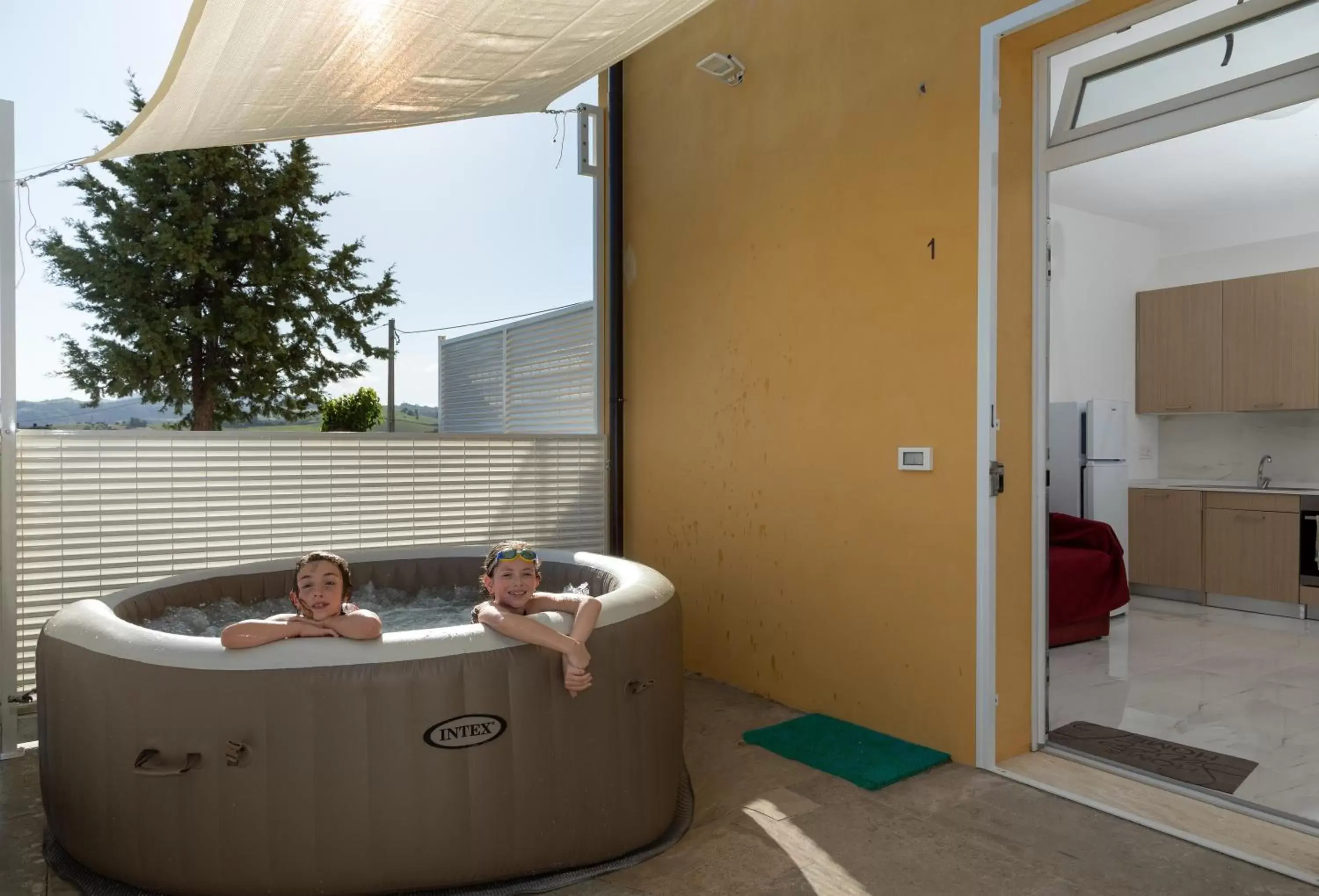 Swimming pool, Bathroom in Residence Borgo Offida