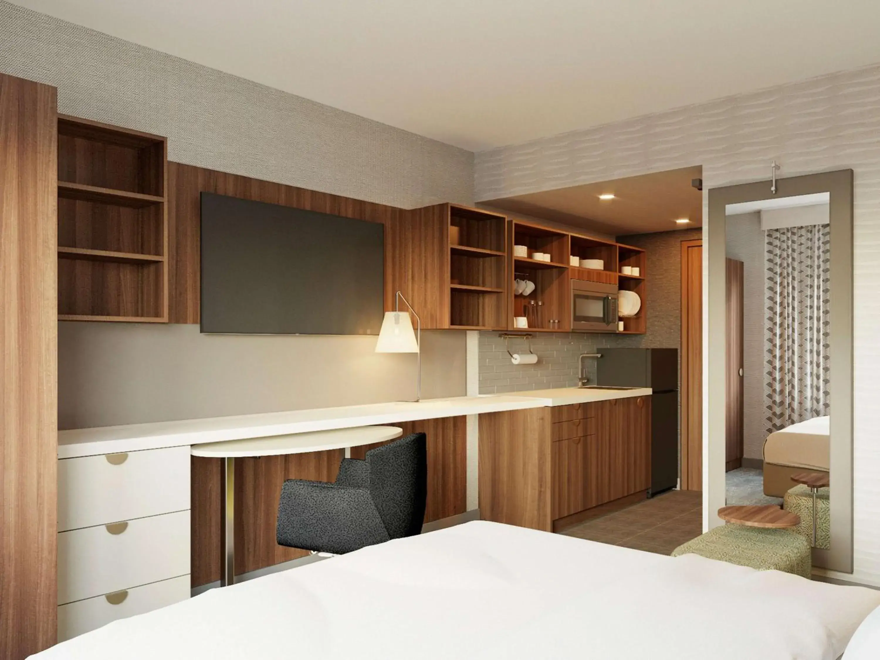 Bedroom, Kitchen/Kitchenette in Home2 Suites By Hilton New York Times Square