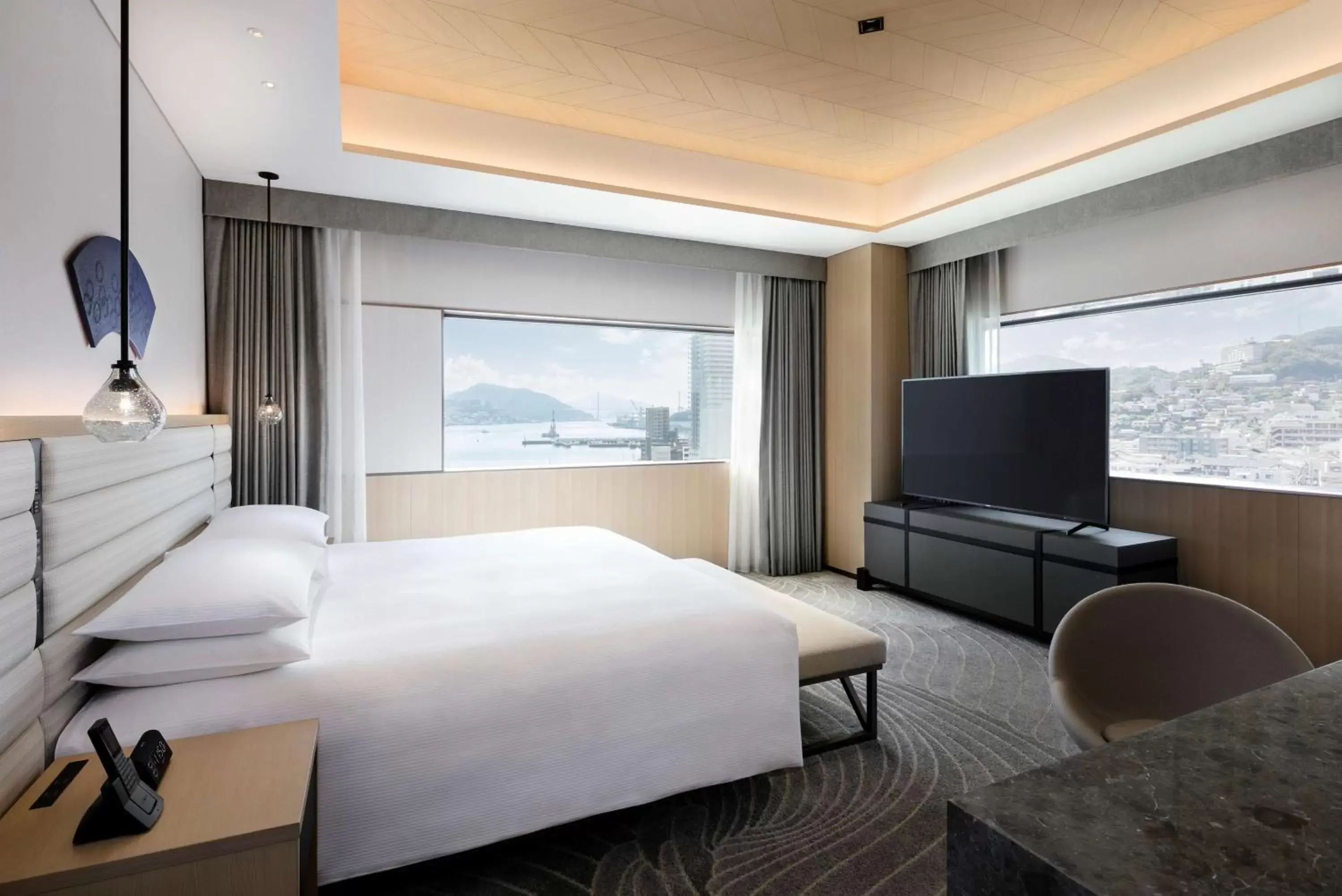 View (from property/room), Bed in Hilton Nagasaki View (from property/room), Bed in Hilton Nagasaki