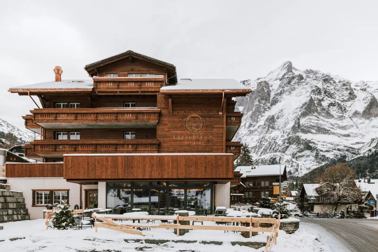 Property building, Winter in Hotel Fiescherblick