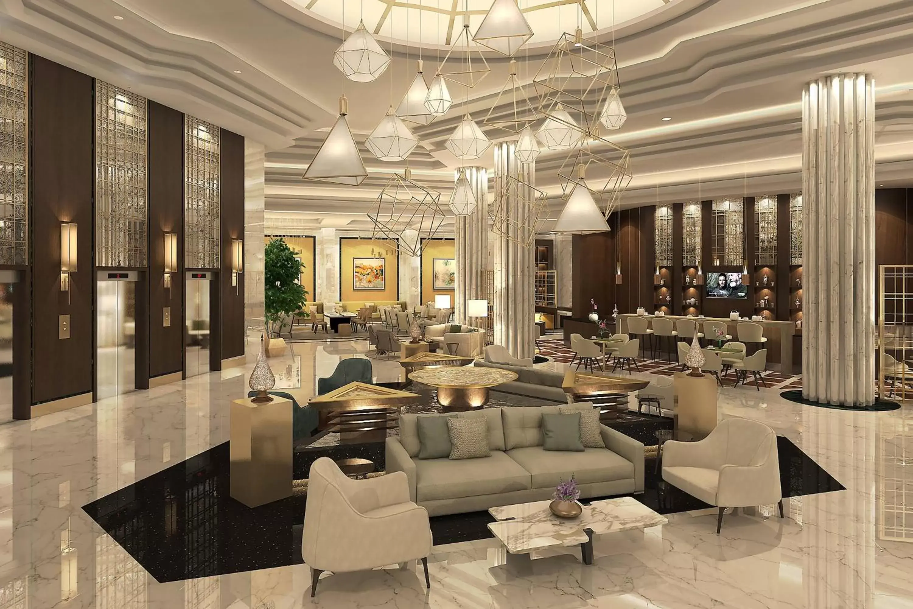 Lobby or reception, Lounge/Bar in Riyadh Airport Marriott Hotel