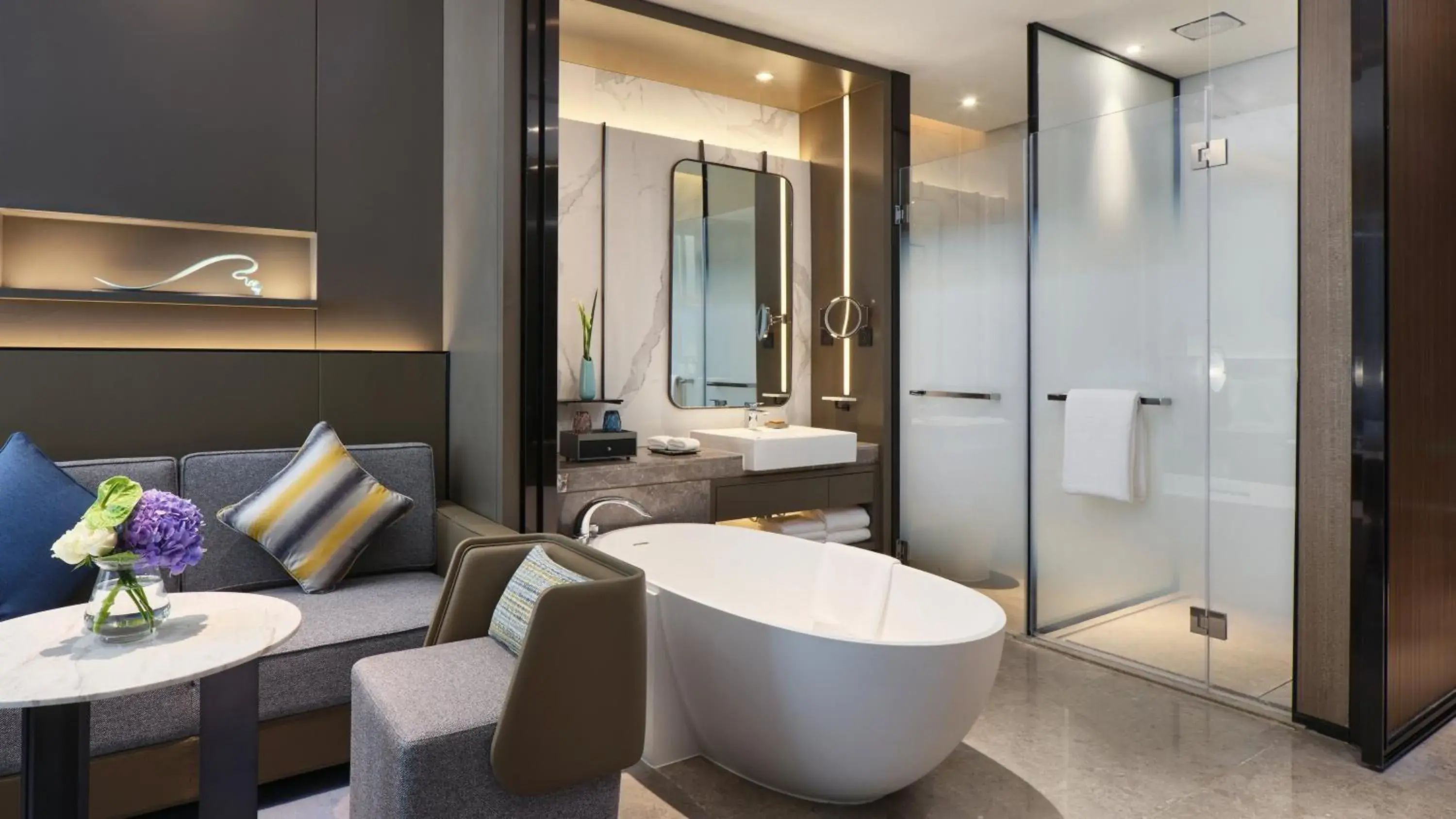 Bathroom in Crowne Plaza Wuhan Development Zone, an IHG Hotel