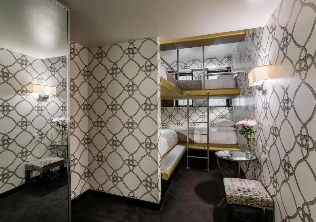 Bedroom, Bathroom in 45 Times Square Hotel