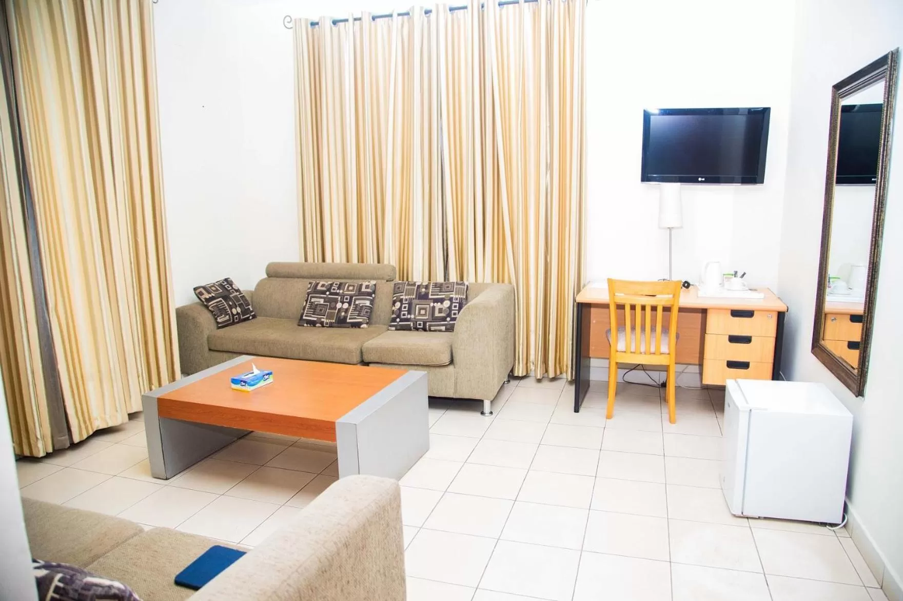 Seating area in One Click Hotel