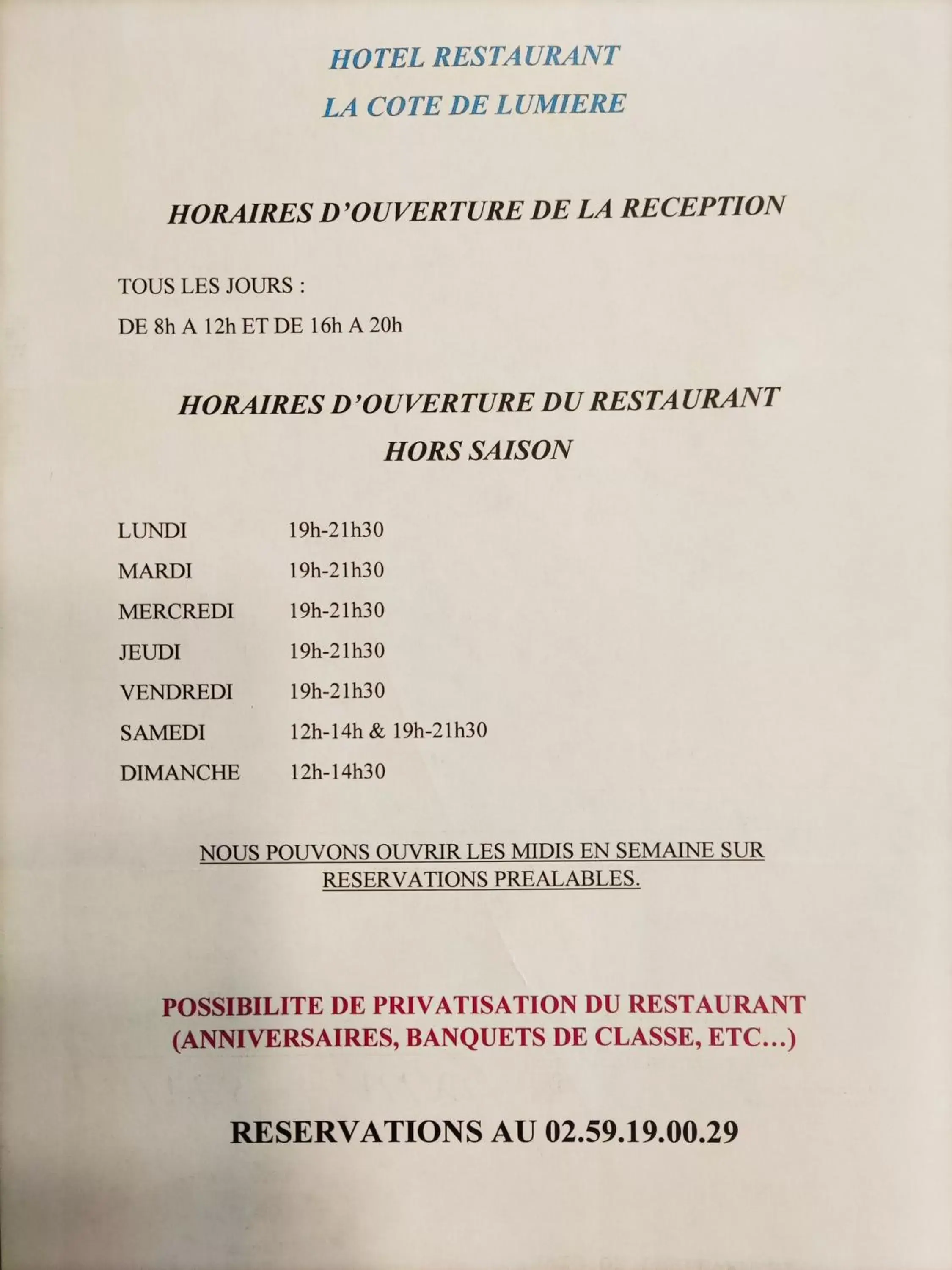Restaurant/places to eat in La Côte de Lumière