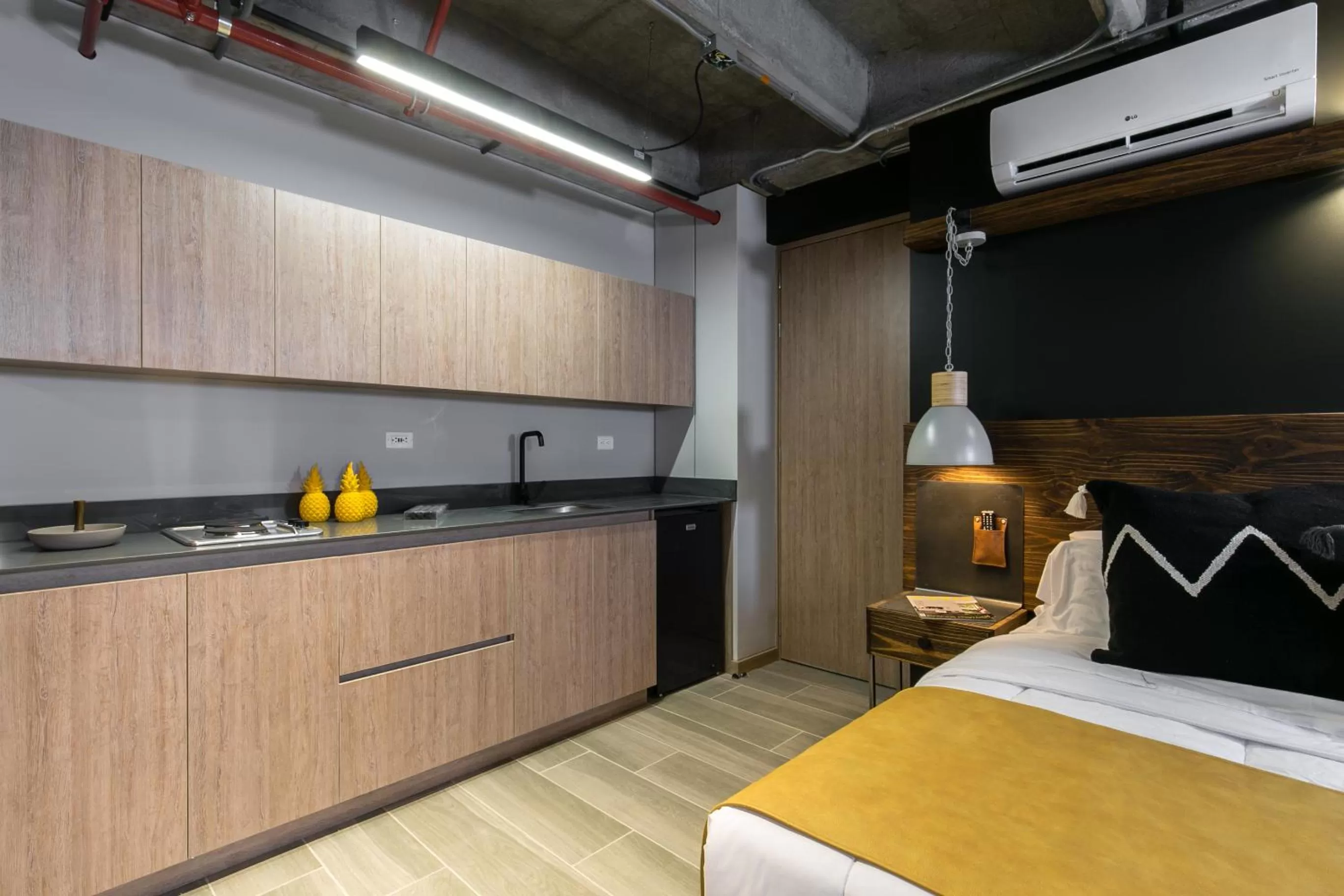 Bed in Factory Lofts Hotel