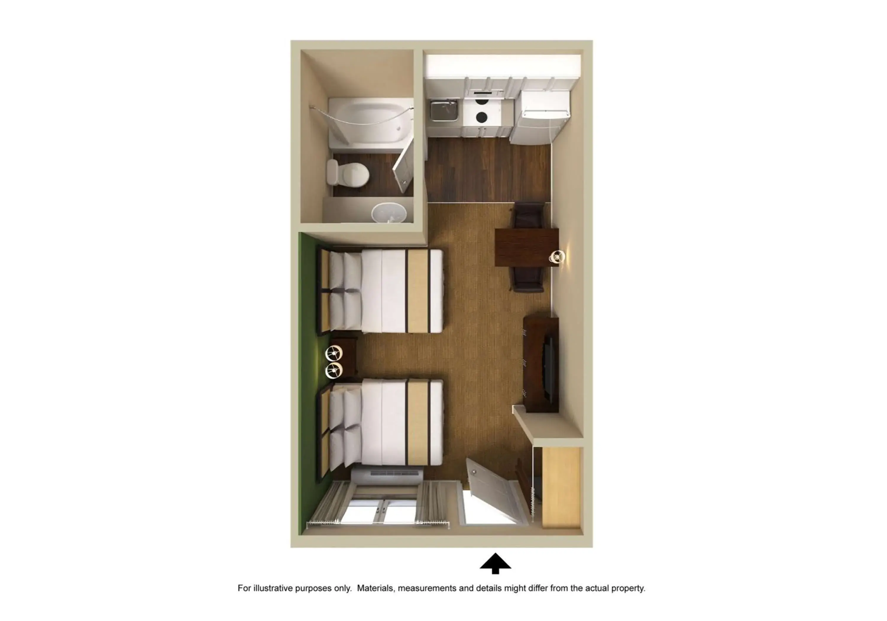 Bedroom, Floor Plan in Extended Stay America Suites - Bakersfield - California Avenue