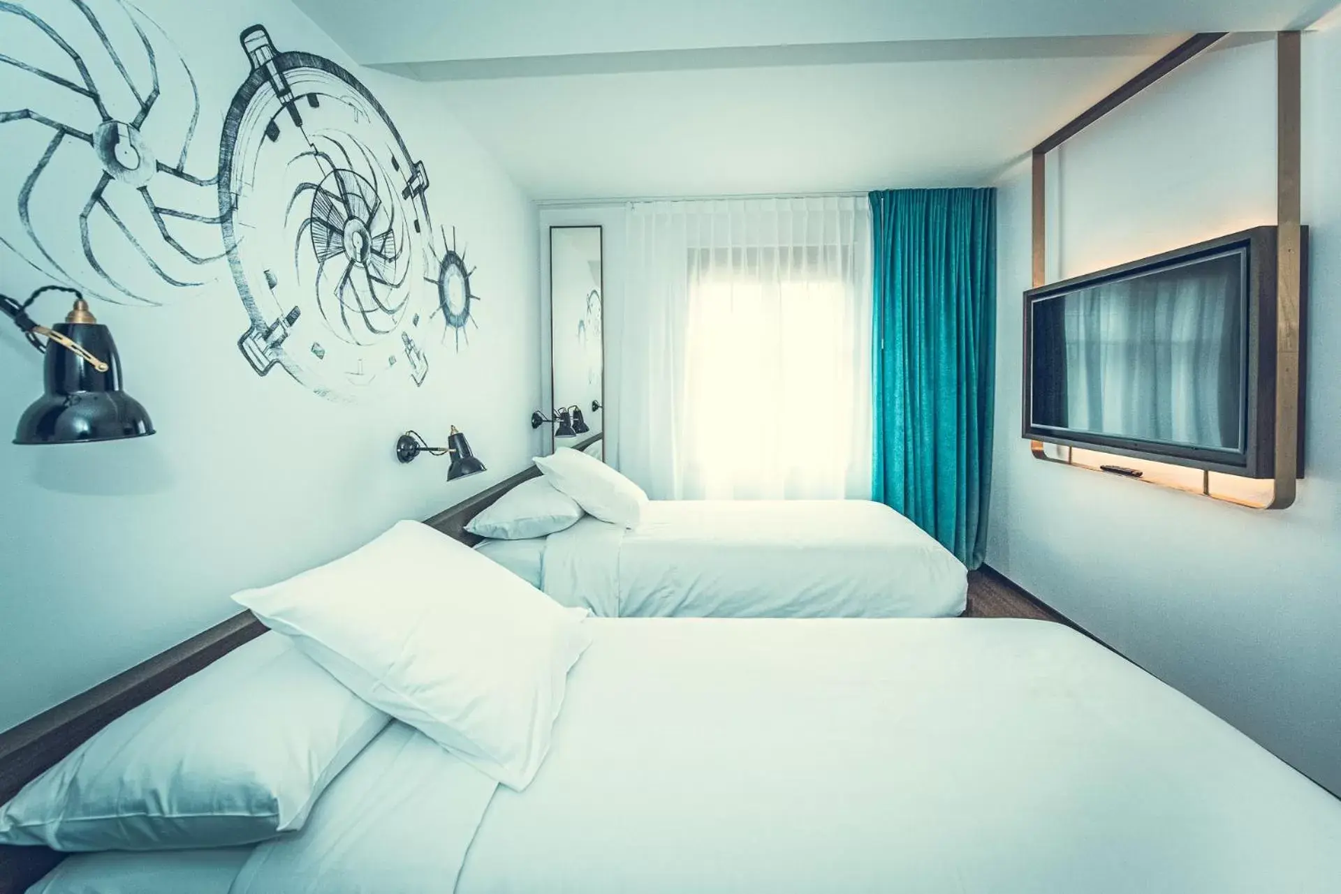 Bed in Hotel Bernina Geneva