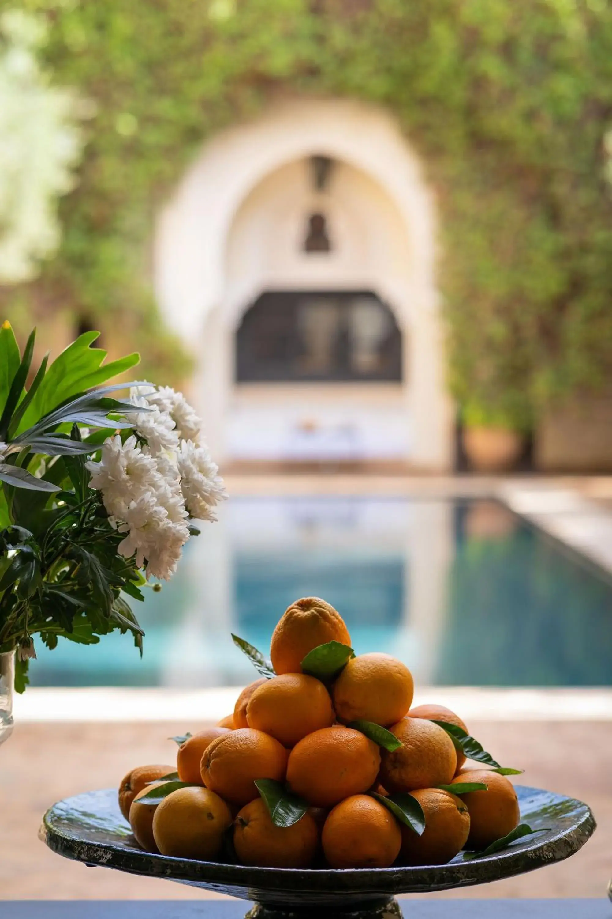 Pool view in La Villa Des Orangers