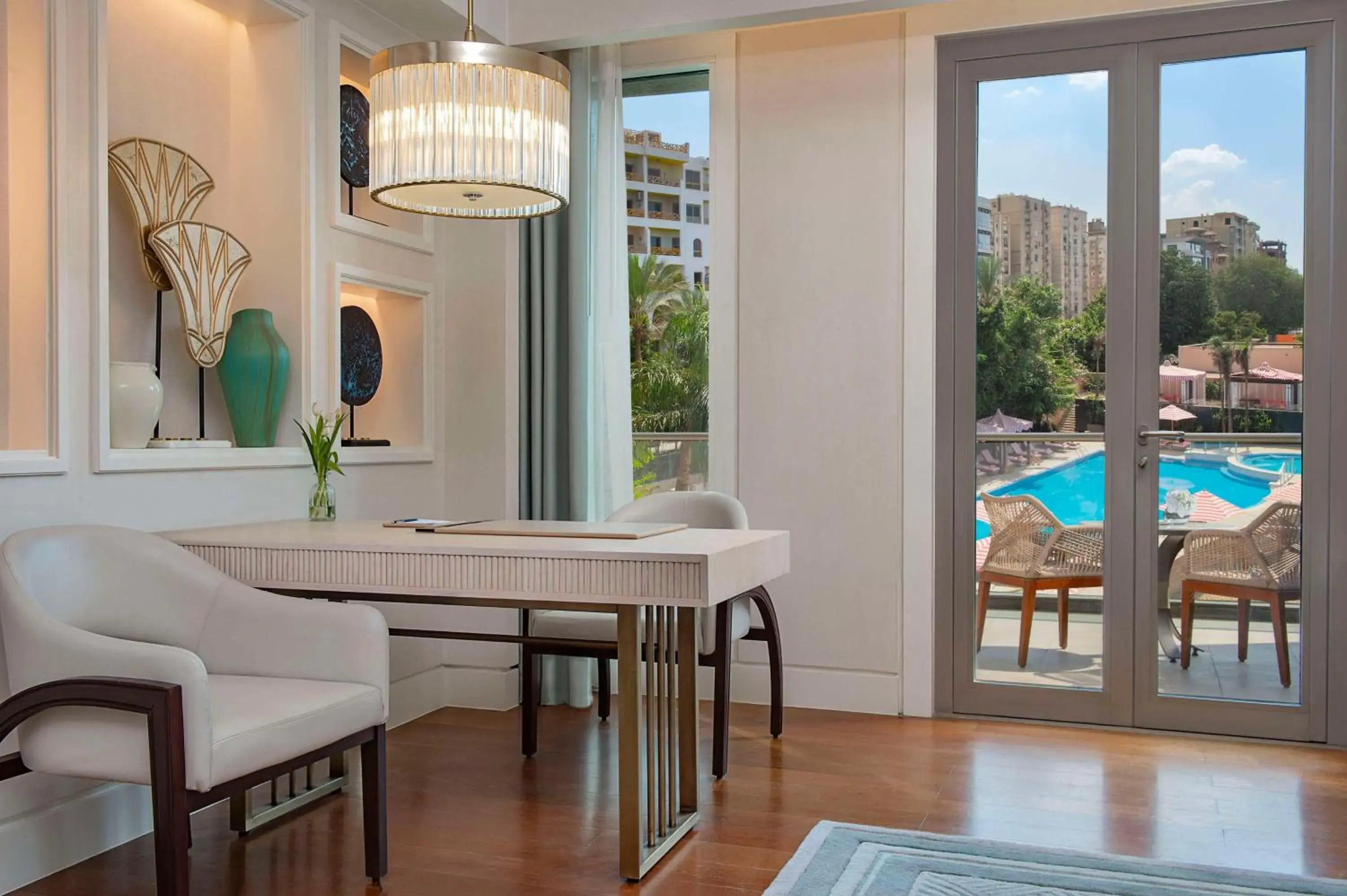 Bedroom, Pool View in Waldorf Astoria Cairo Heliopolis