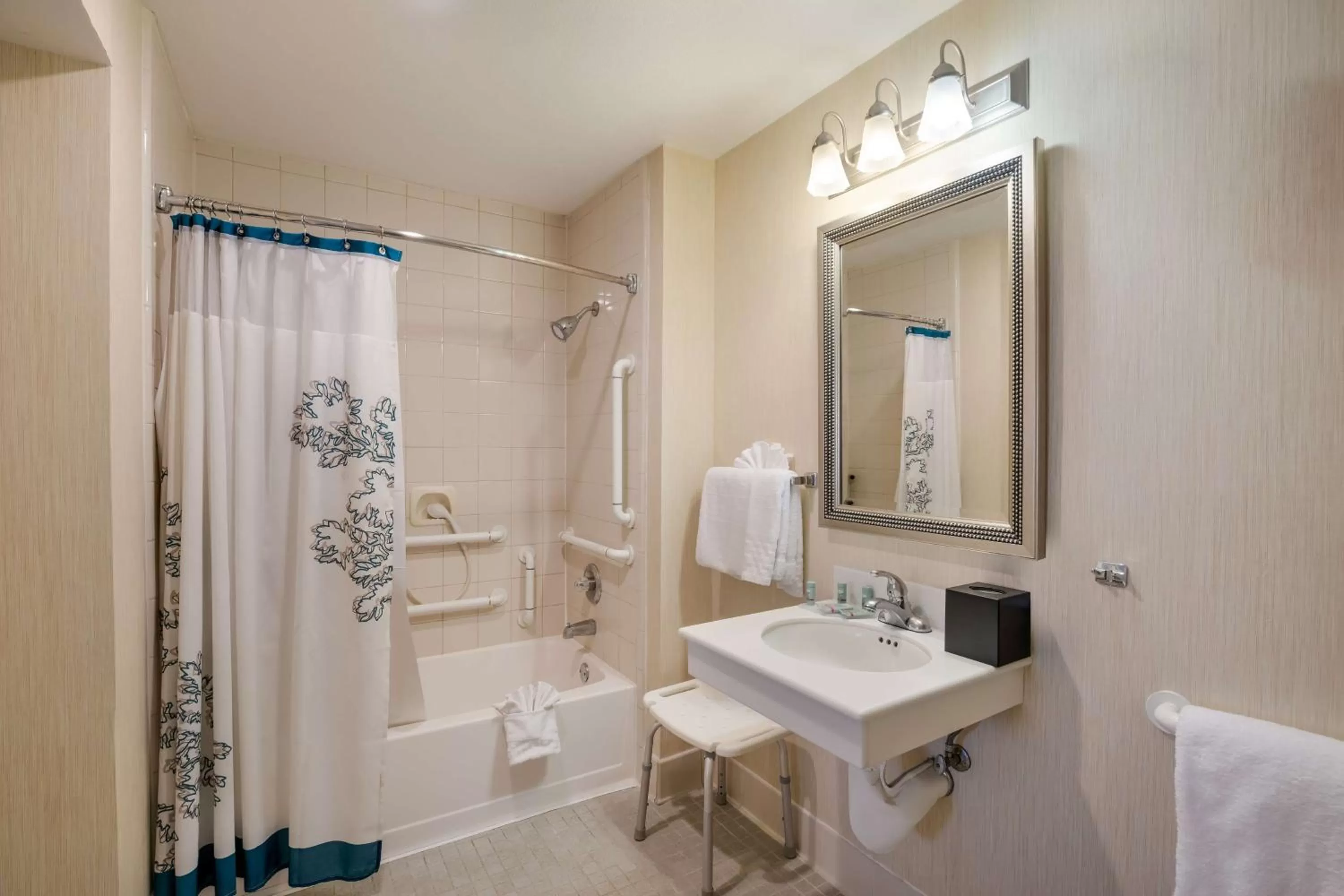 Bathroom in SenS Suites Livermore; SureStay Collection by Best Western