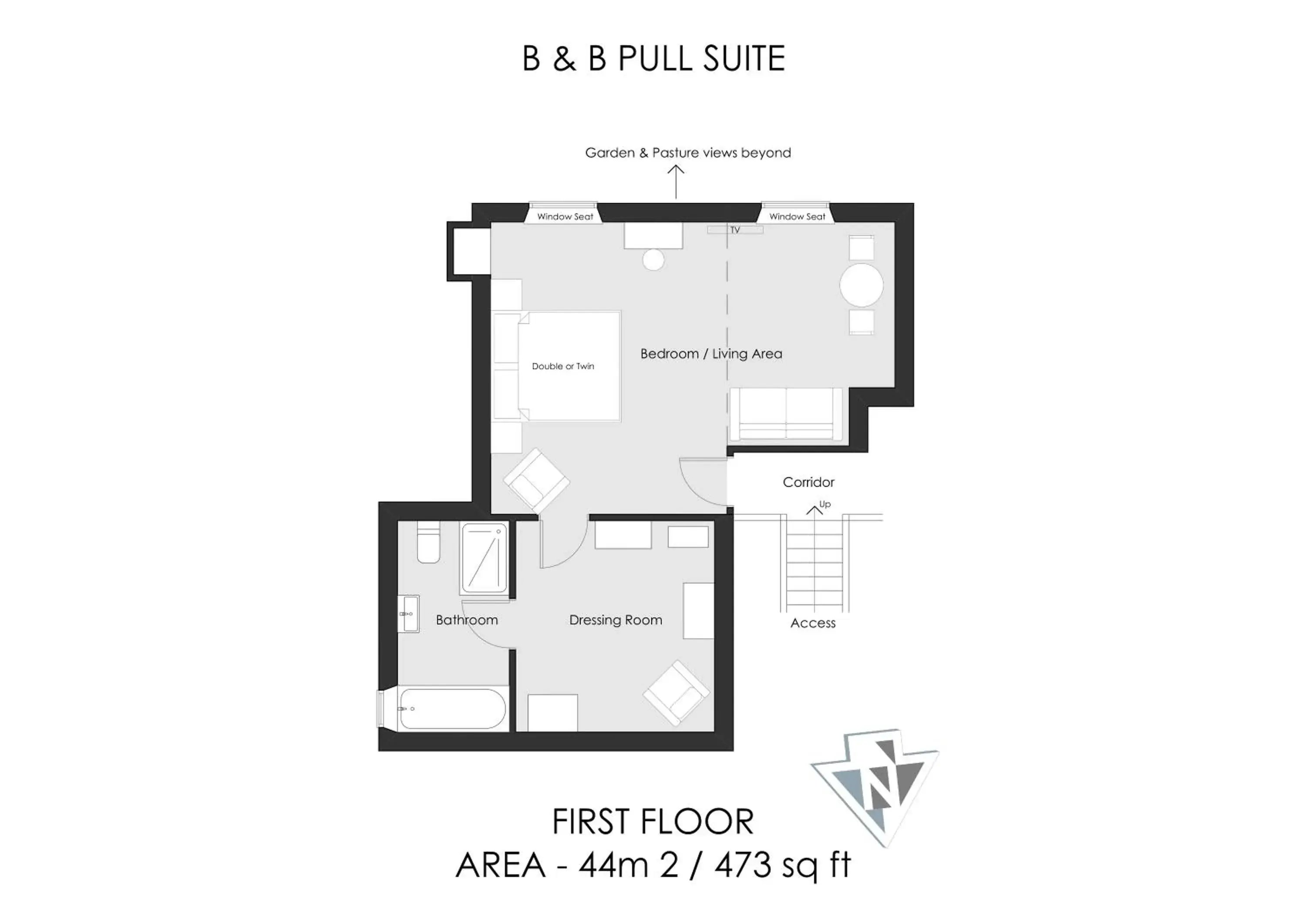 Photo of the whole room, Floor Plan in Cliff Farmhouse B&B Suites