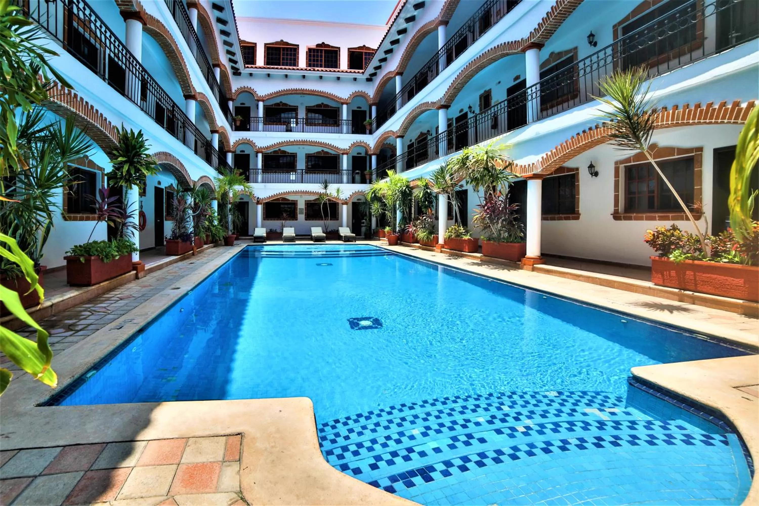 Pool view in Hotel Colonial Playa del Carmen
