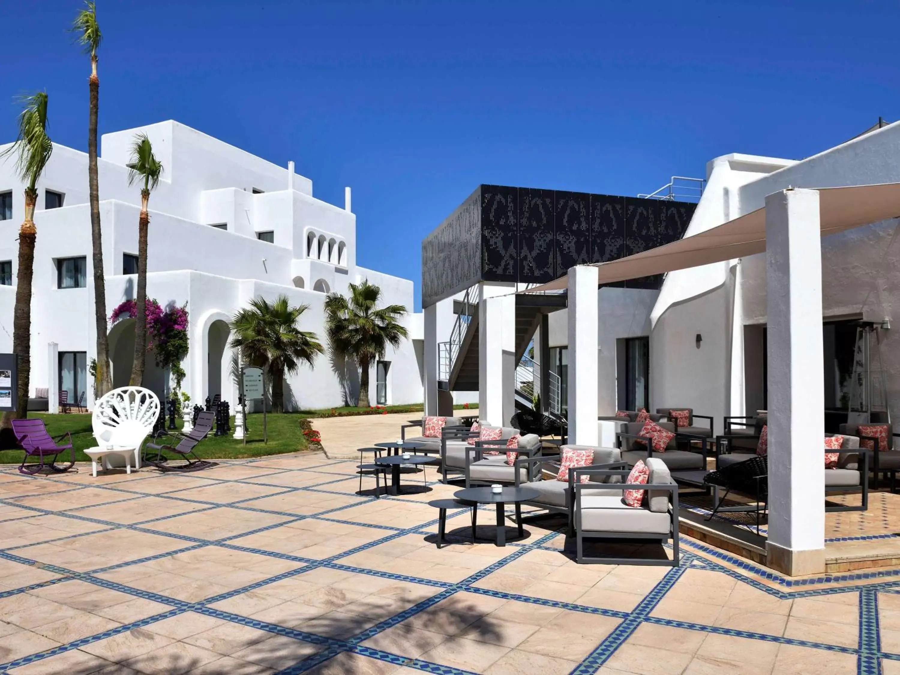 Patio, Property Building in Pullman Mazagan Royal Golf & Spa