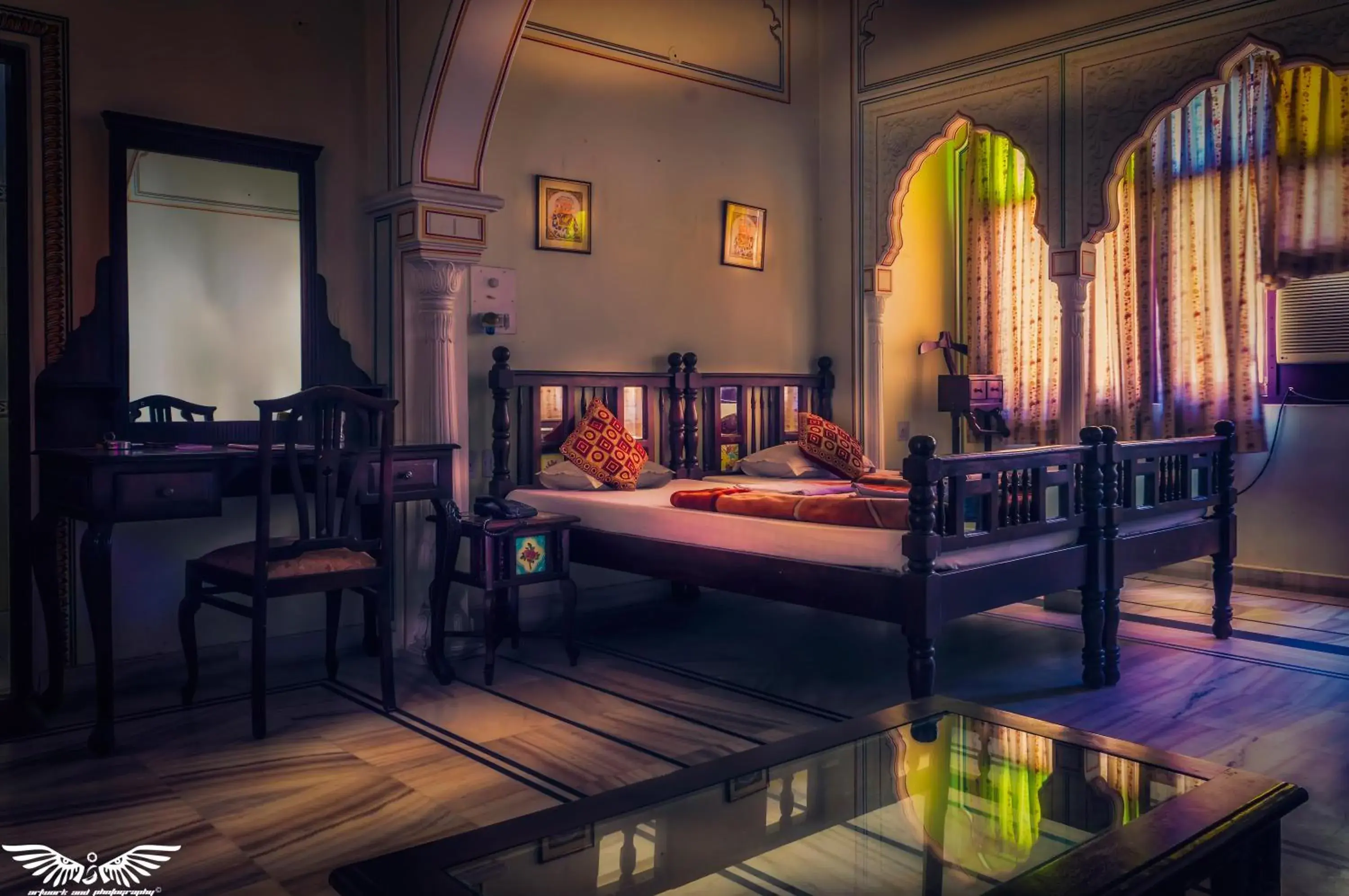 Bed in Krishna Palace - A Heritage Hotel