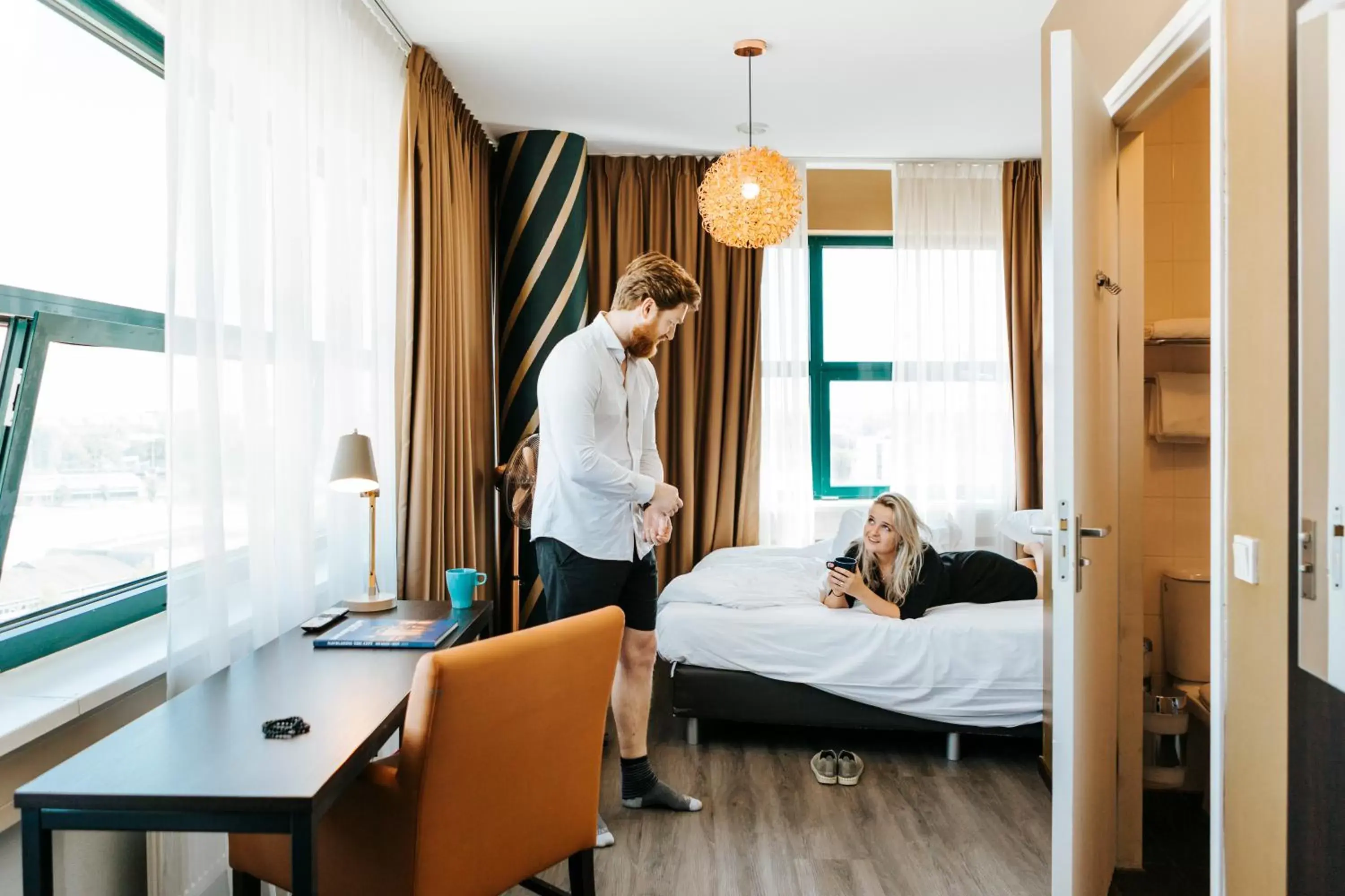 Bed in The Hague Teleport Hotel