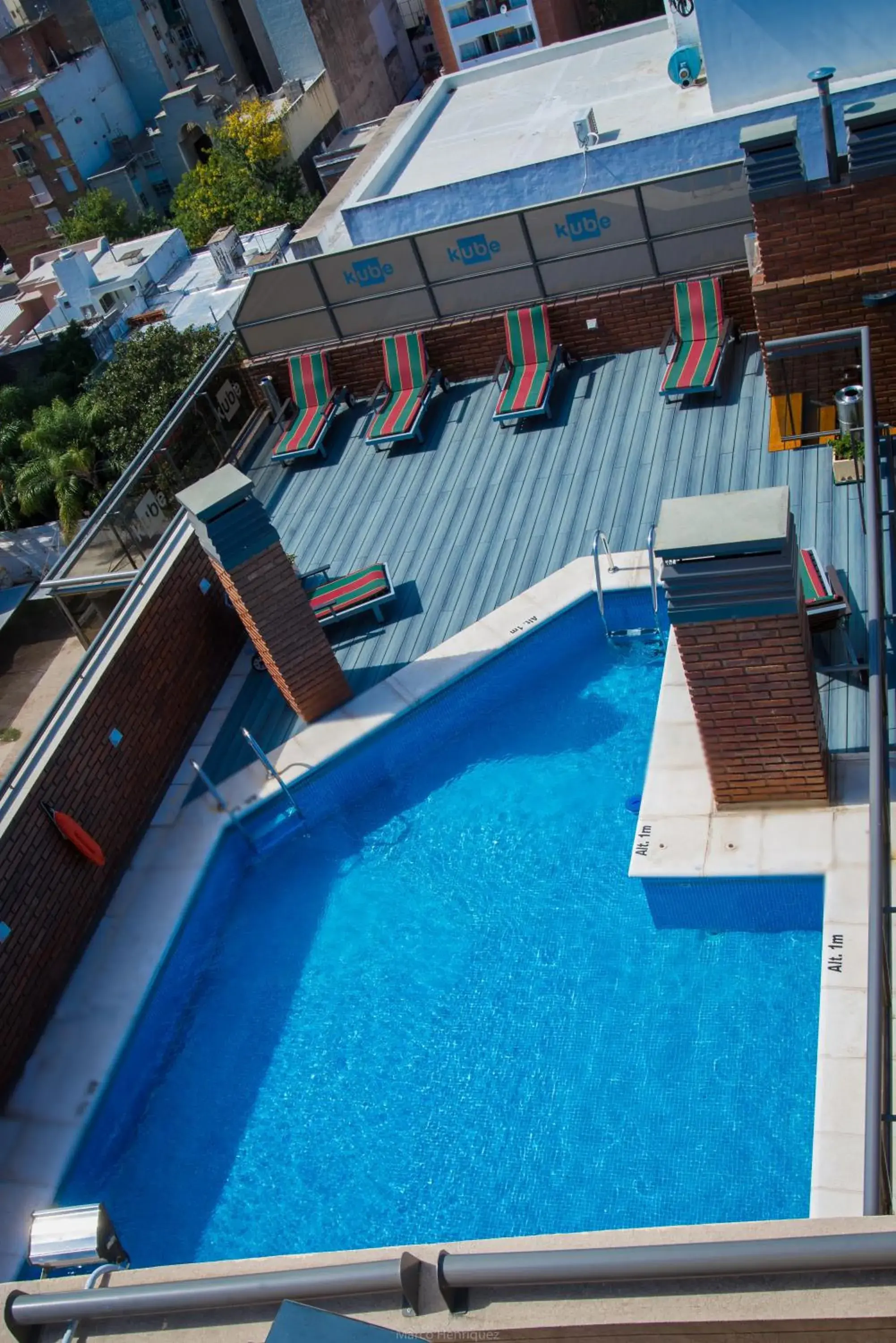 Balcony/Terrace, Pool View in Kube Apartments Express