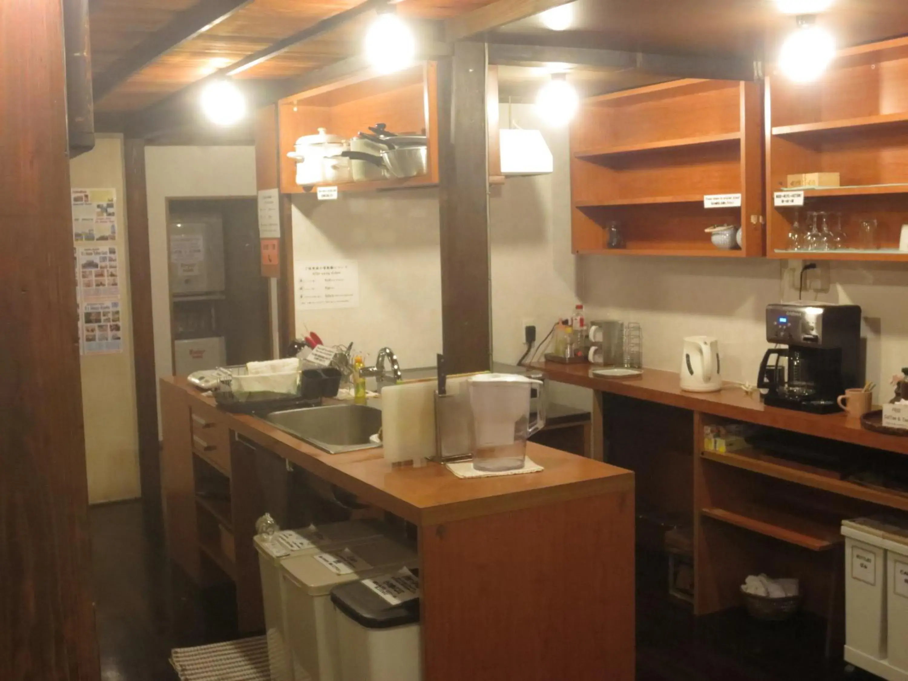 Kitchen or kitchenette, Bathroom in K's House Ito Onsen - Historical Ryokan Hostel