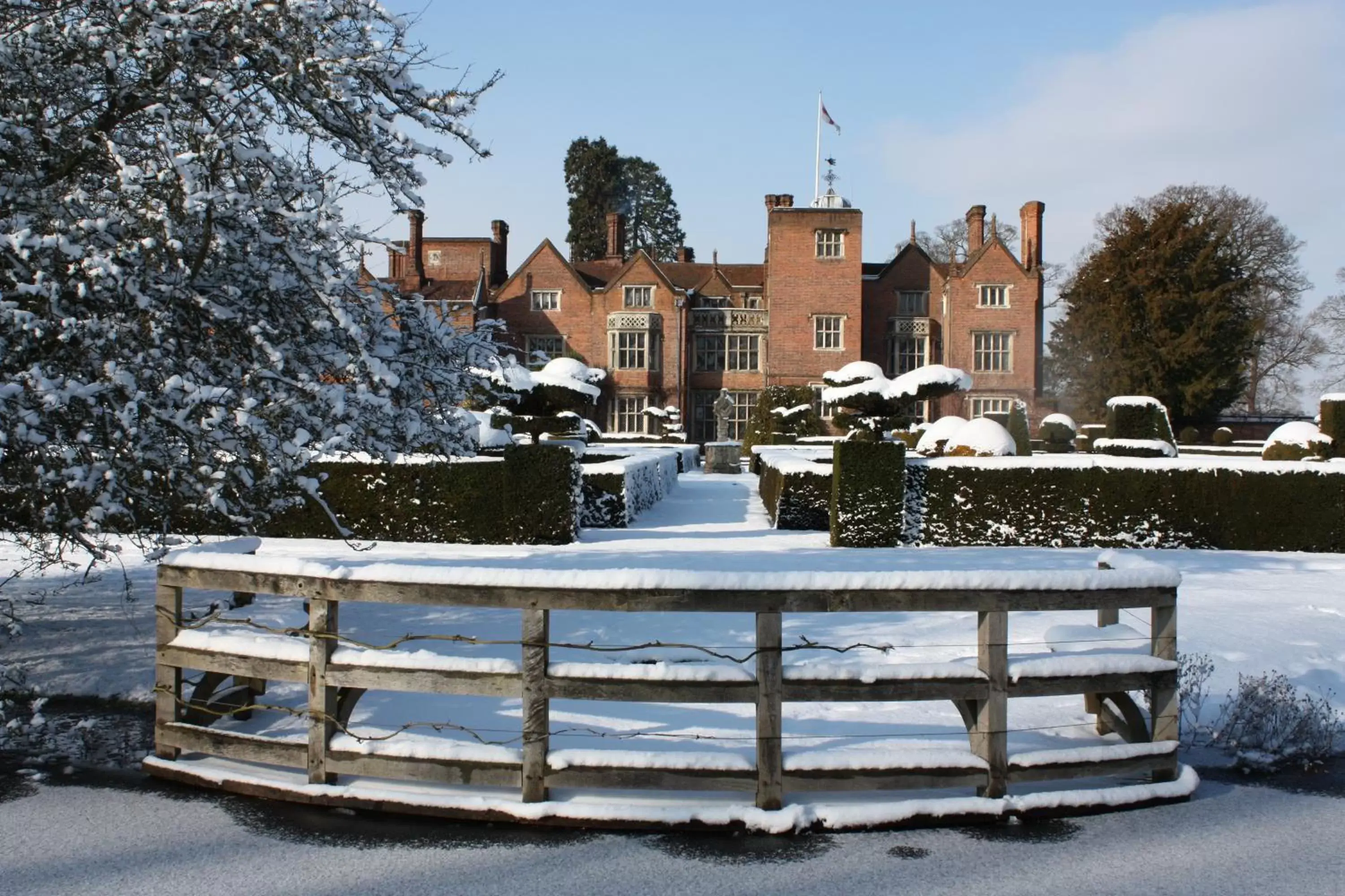 Facade/entrance, Winter in Great Fosters - Near Windsor