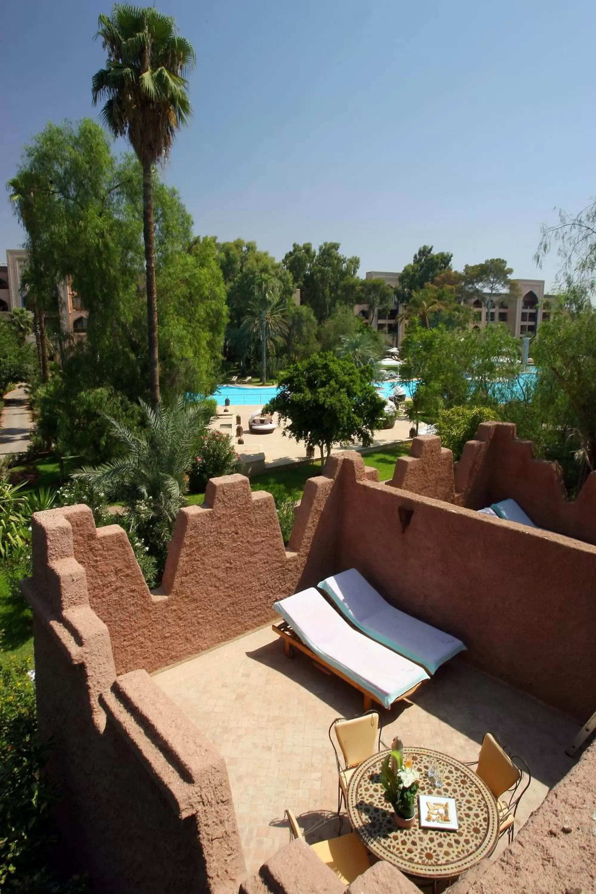 Balcony/Terrace, Pool View in Es Saadi Marrakech Resort - Palace