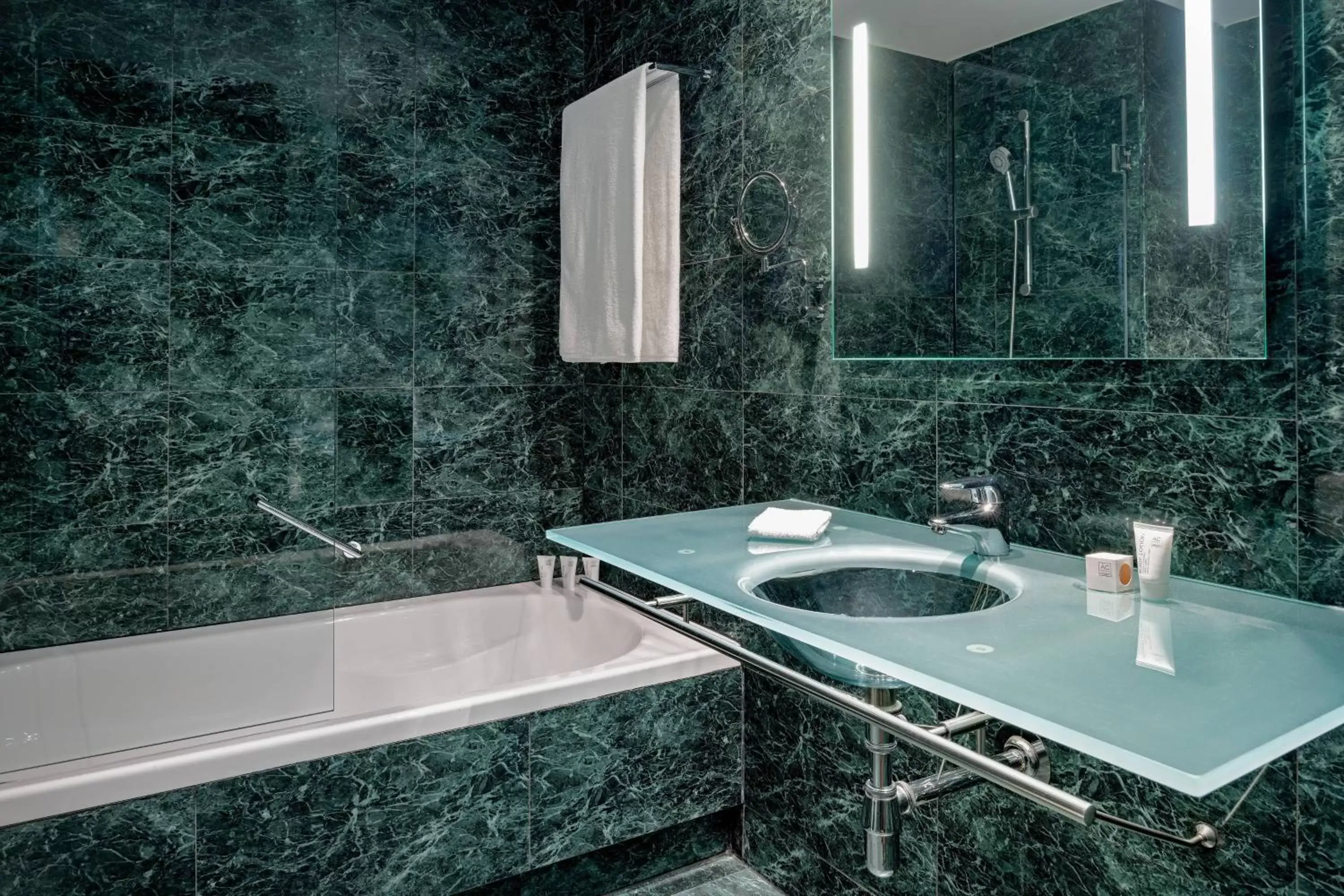 Bathroom in AC Hotel Badajoz by Marriott
