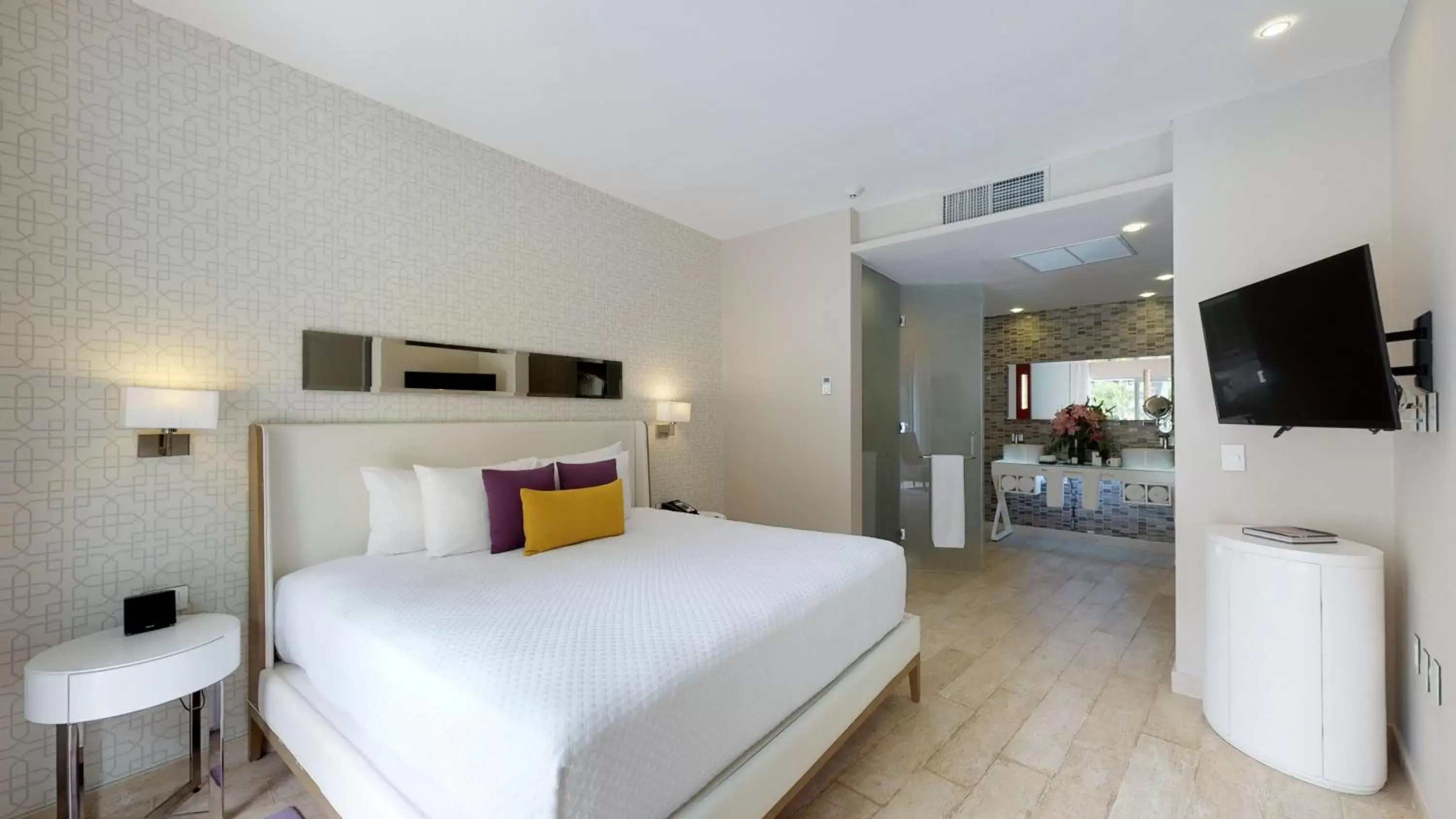 Bedroom, TV/Entertainment Center in The Fives Beach Hotel & Residences - All Senses Inclusive