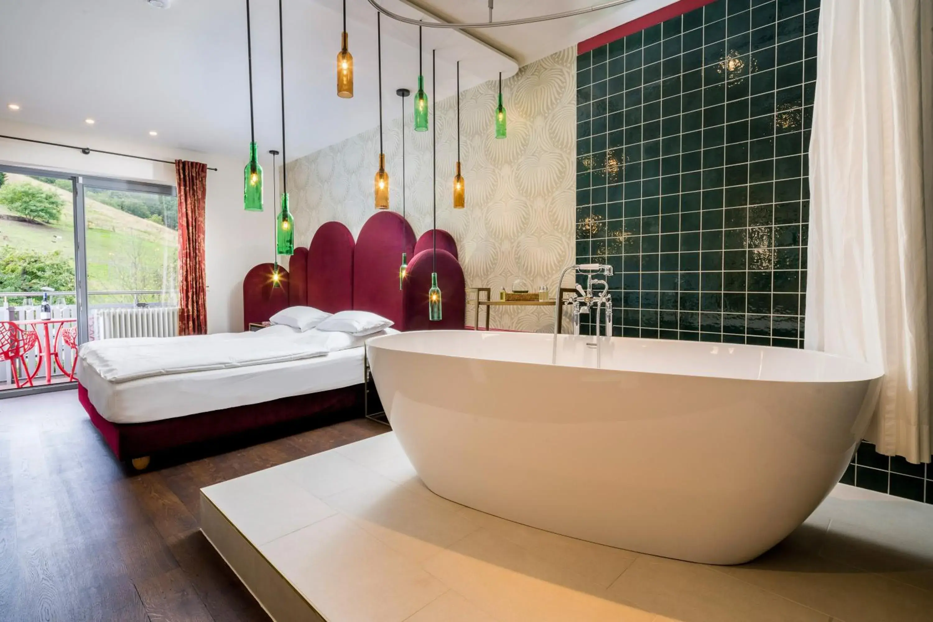 Bed, Bathroom in Hotel Heiligenstein