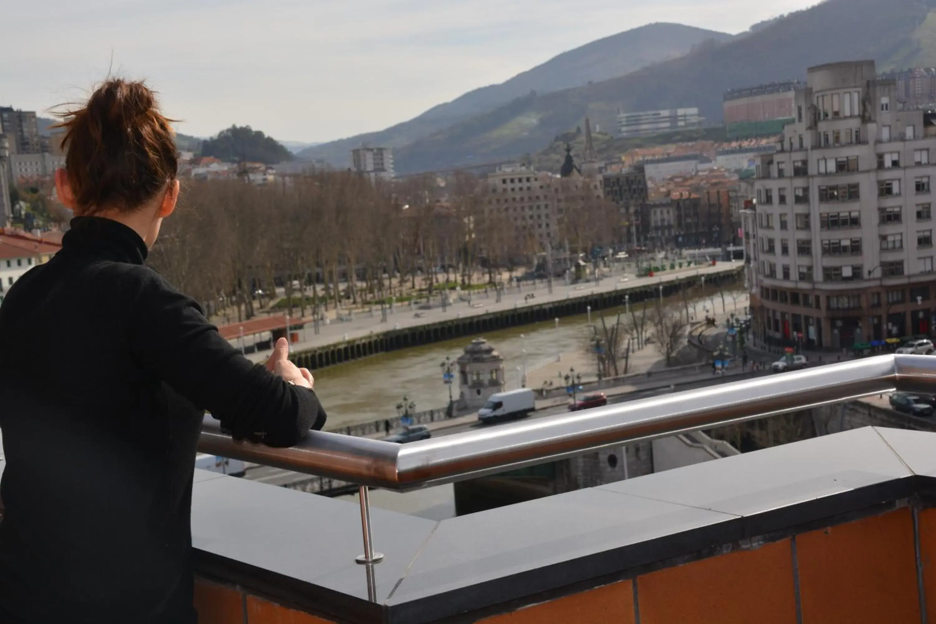 City view, Balcony/Terrace in Hotel Bilbao Plaza