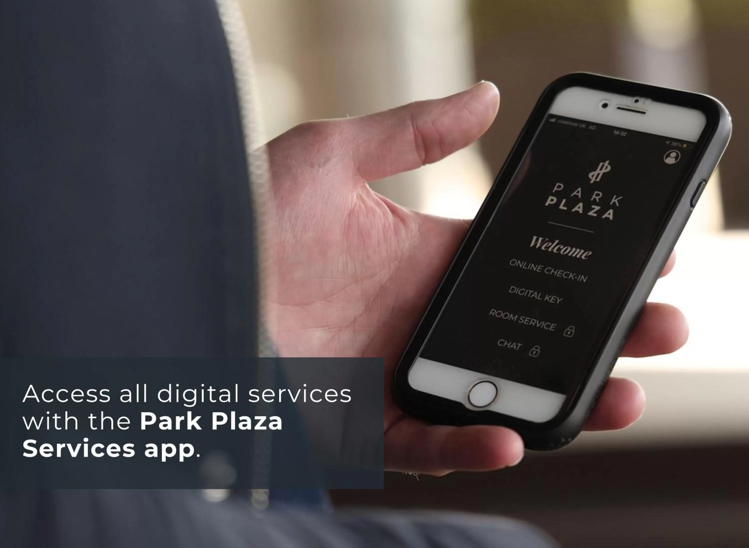 Text overlay in Park Plaza Vondelpark Amsterdam