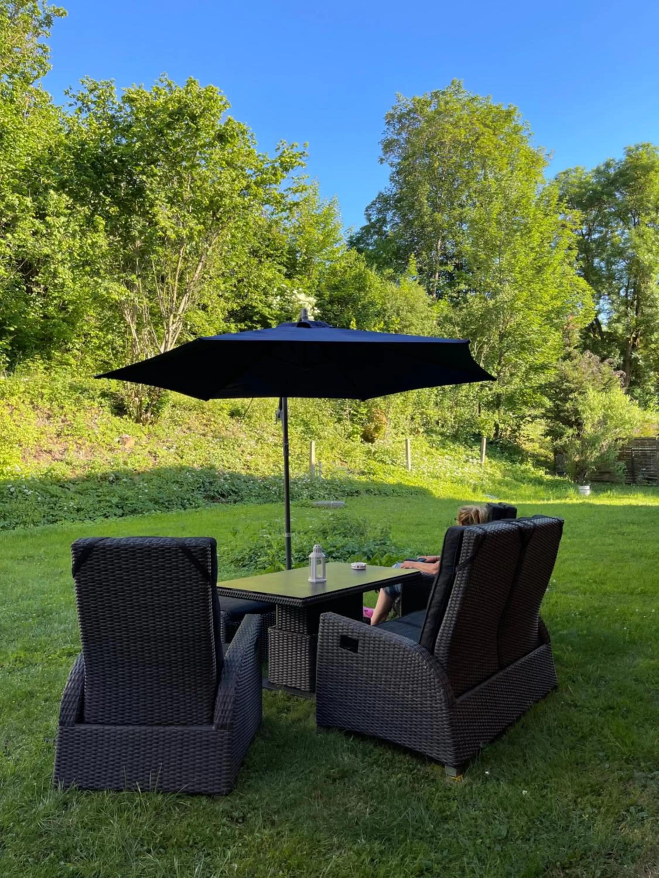 Garden in Landhotel Der Distelhof mit Scheunencafé