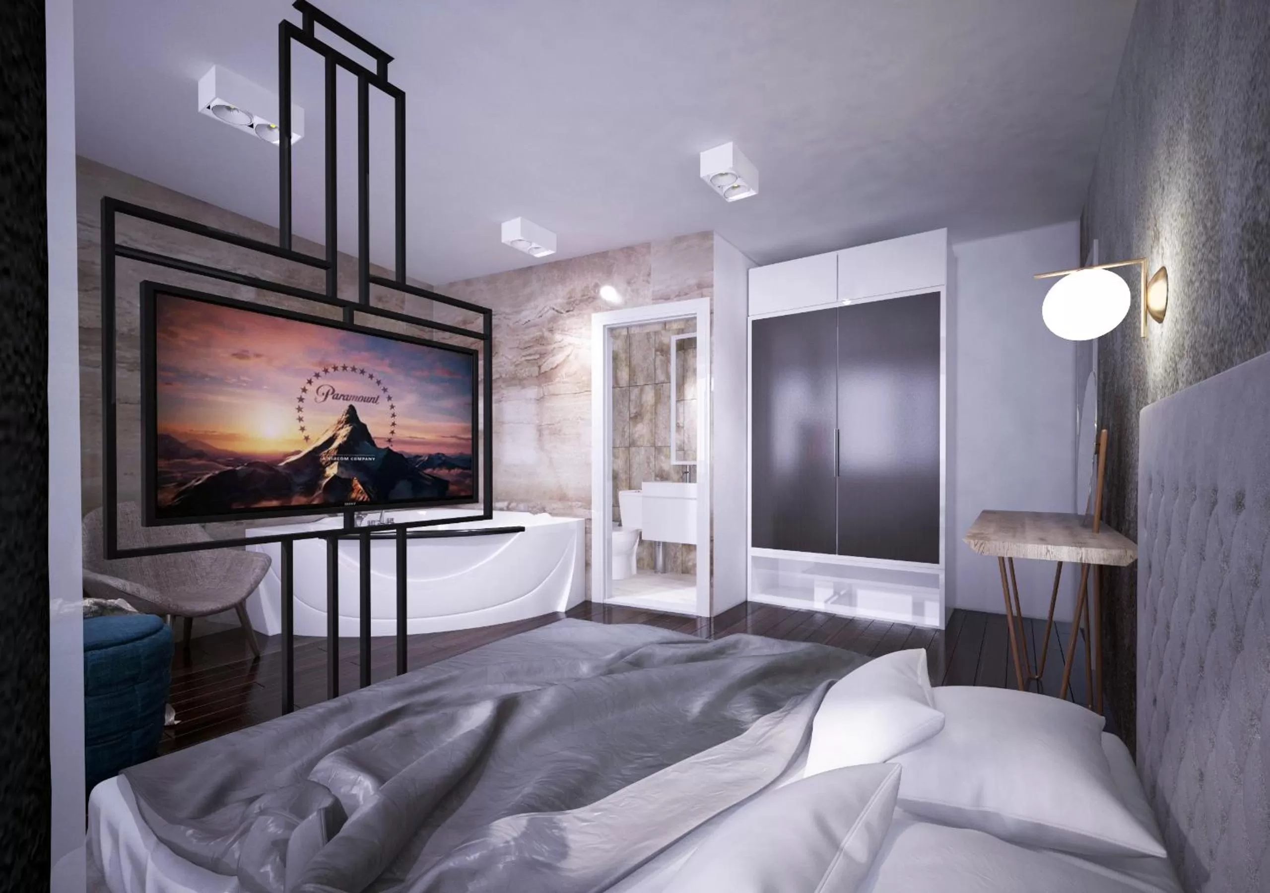 Bedroom, Bed in Level Luxury Suites