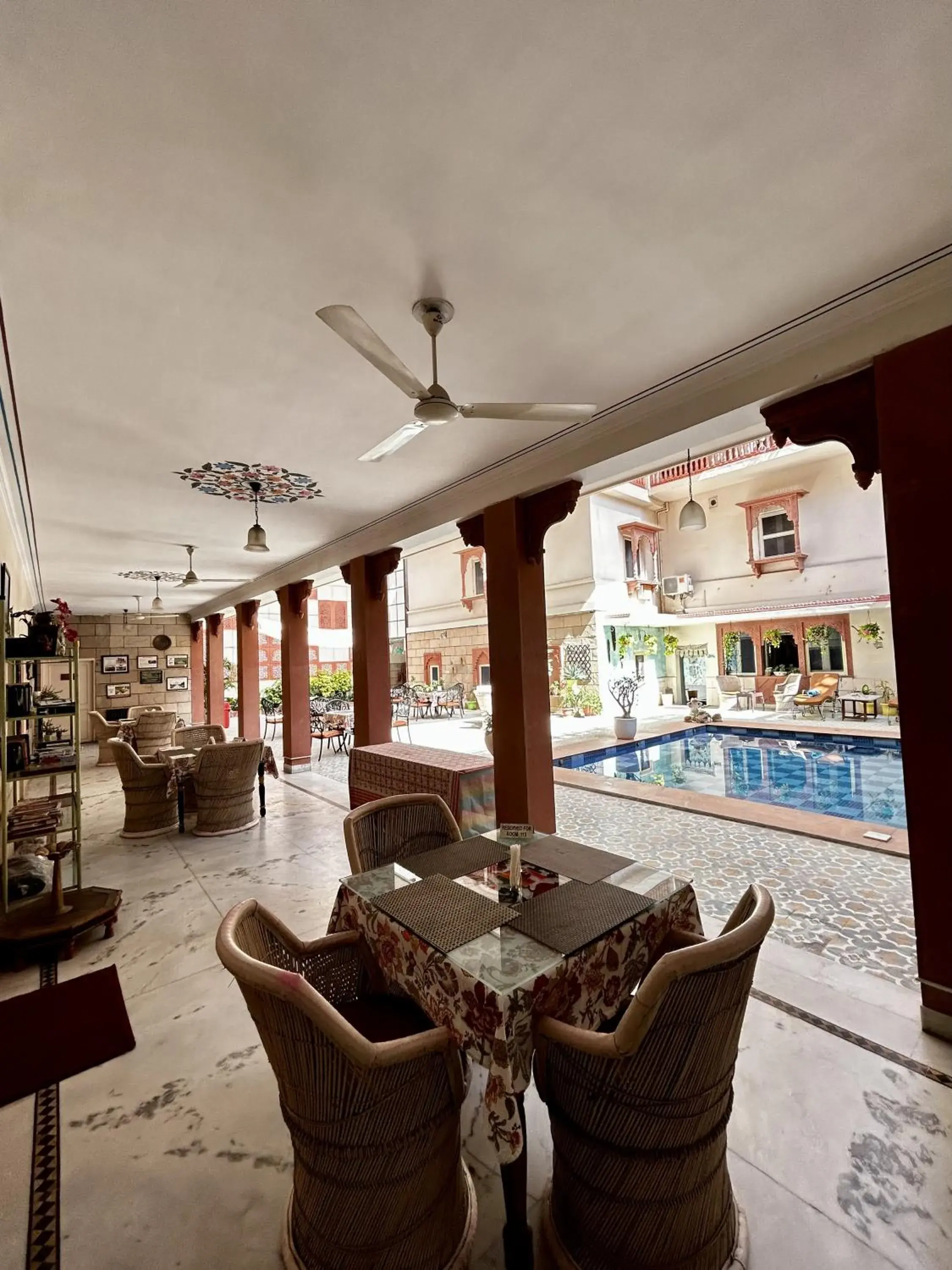 Patio, Swimming Pool in Suryaa Villa Jaipur - A Boutique Heritage Haveli