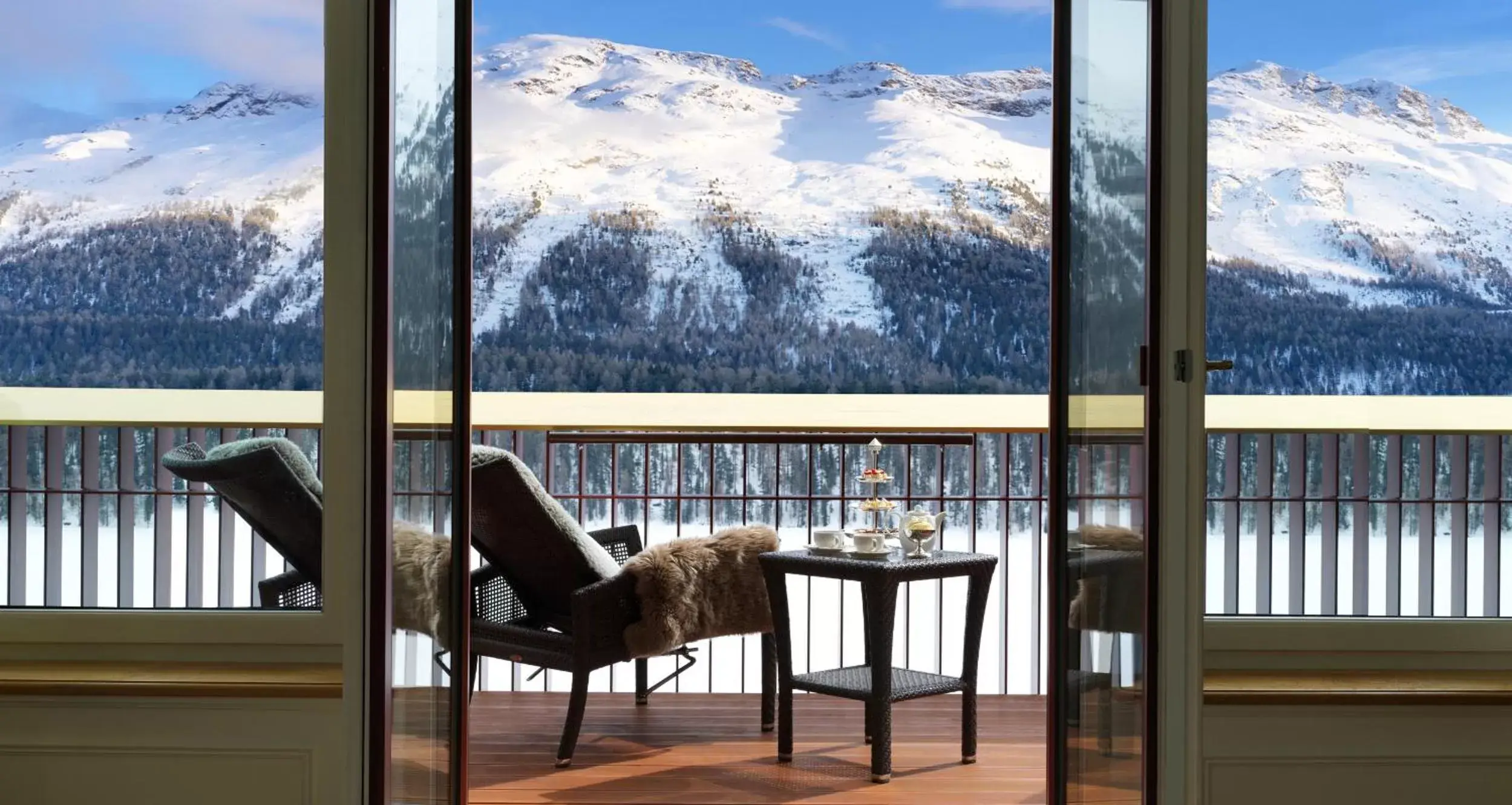 Balcony/Terrace, Mountain View in Badrutt's Palace Hotel St Moritz