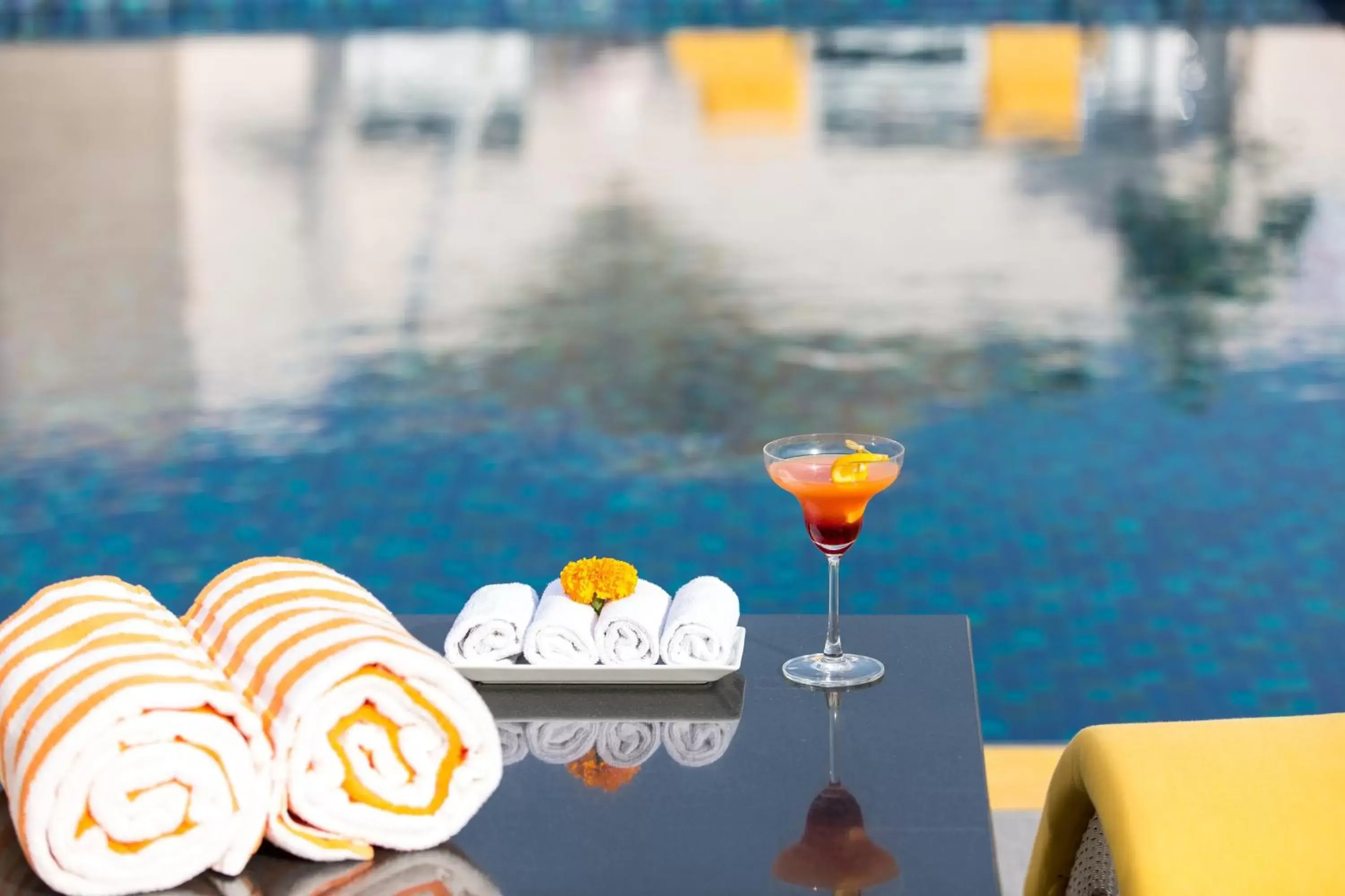 Pool view in Marigold Hotel Pool view in Marigold Hotel