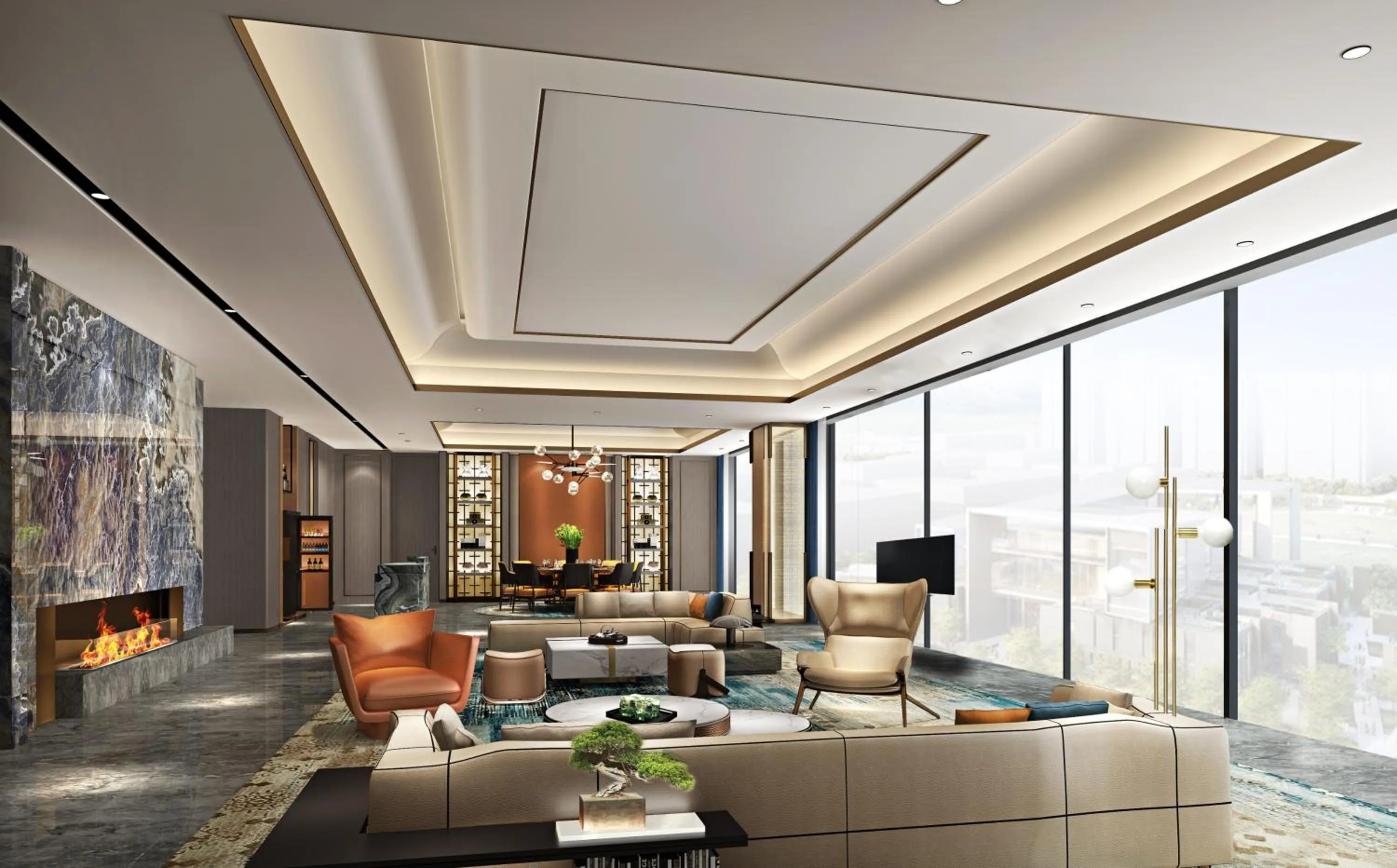 Living room in Crowne Plaza Qingdao Jinshui by IHG