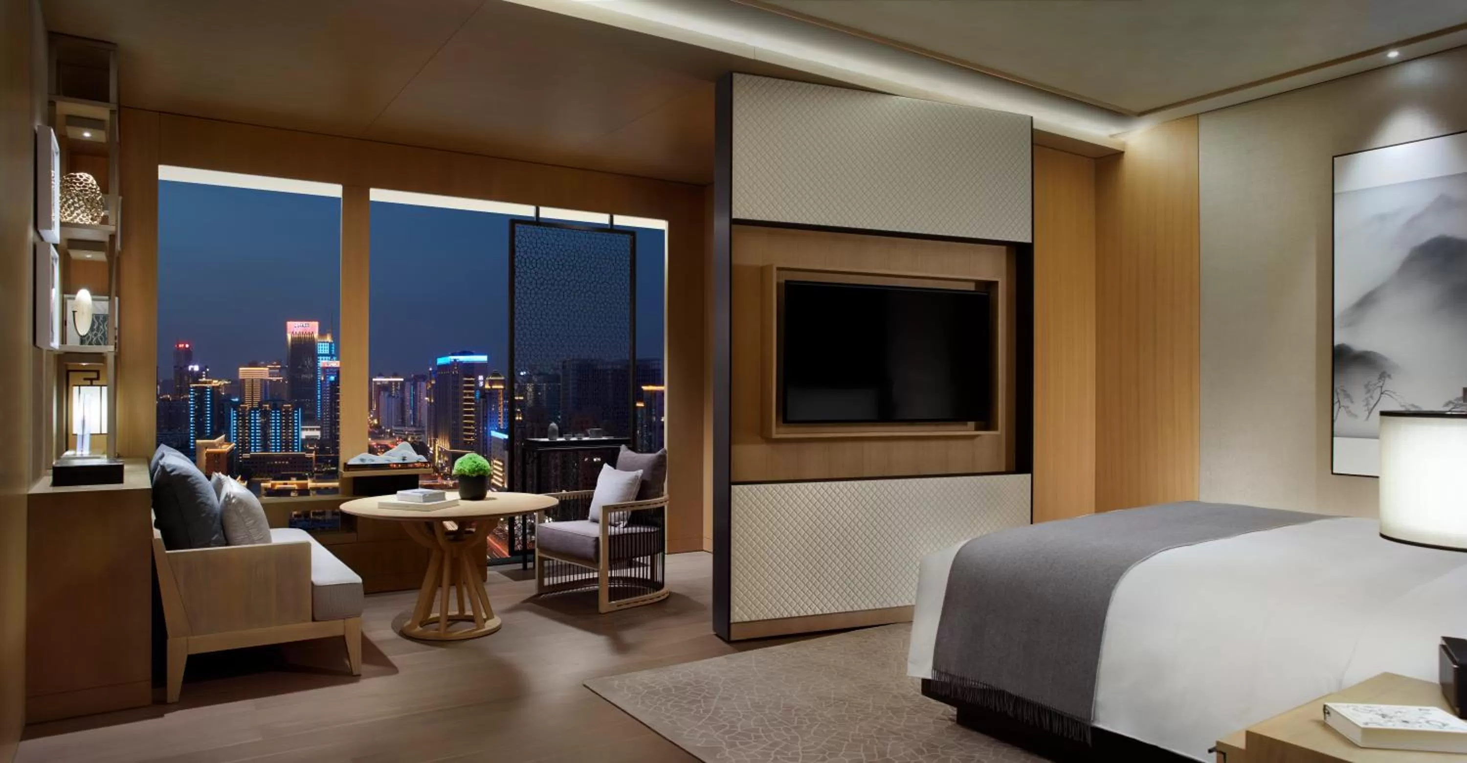 Night, Bed in The Ritz-Carlton, Xi'an