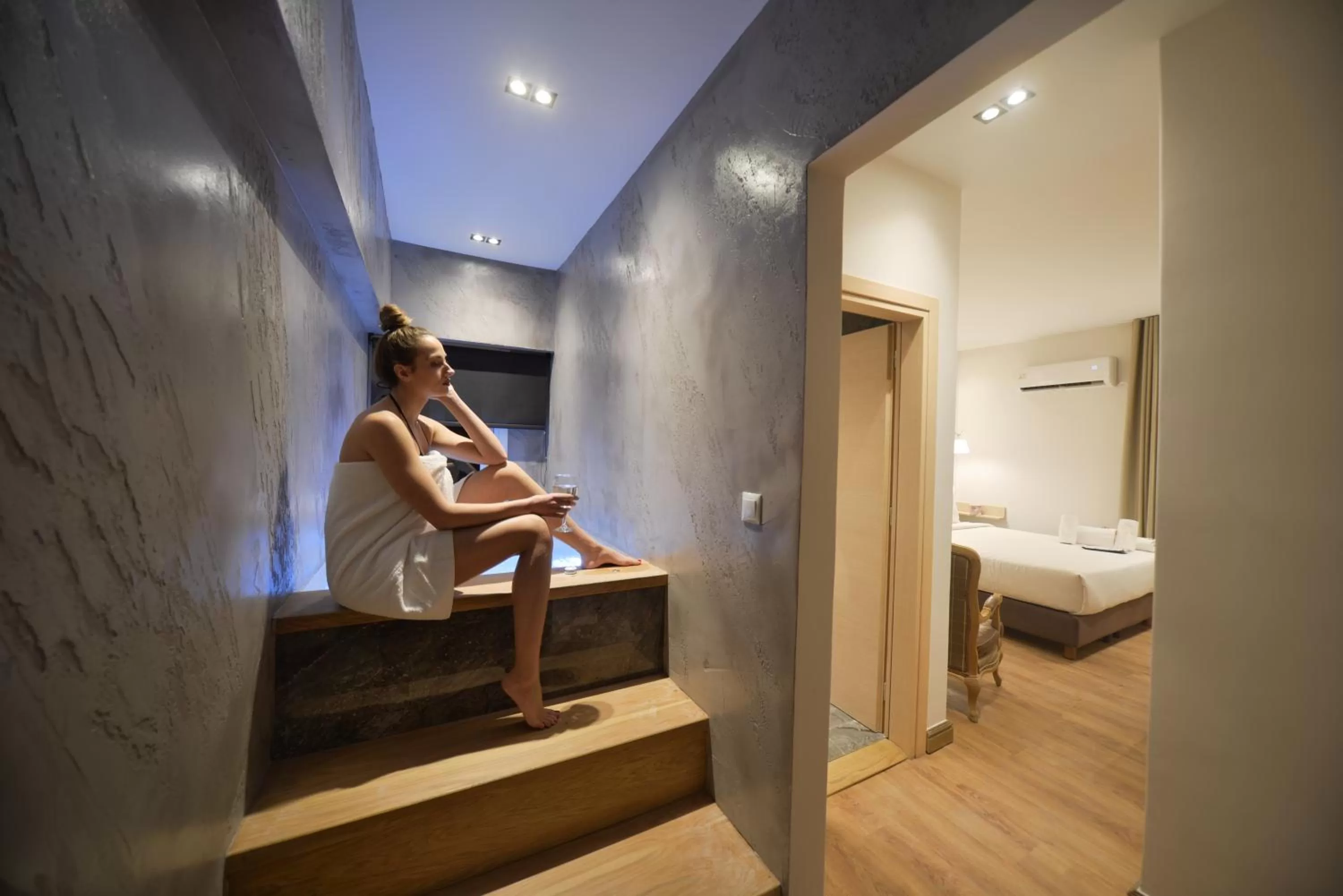 Hot Tub, Bed in Anixi Hotel by AP