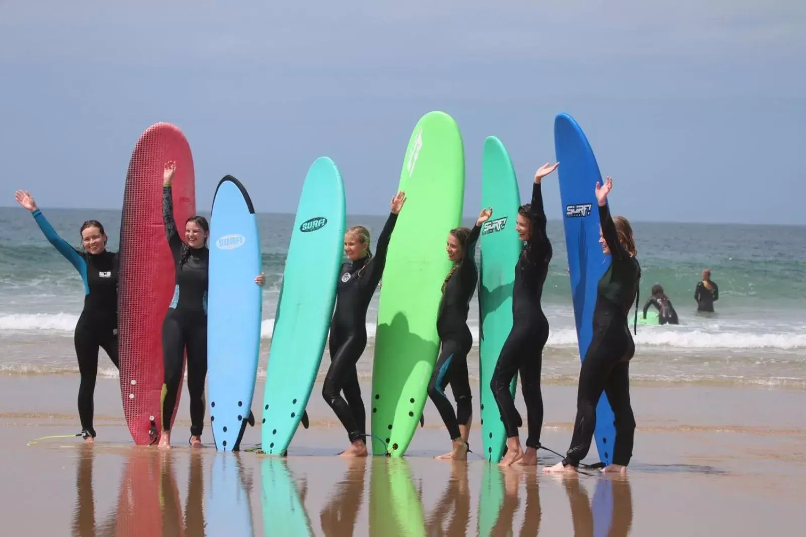 group of guests, Beach in Lisbon Surf Villa