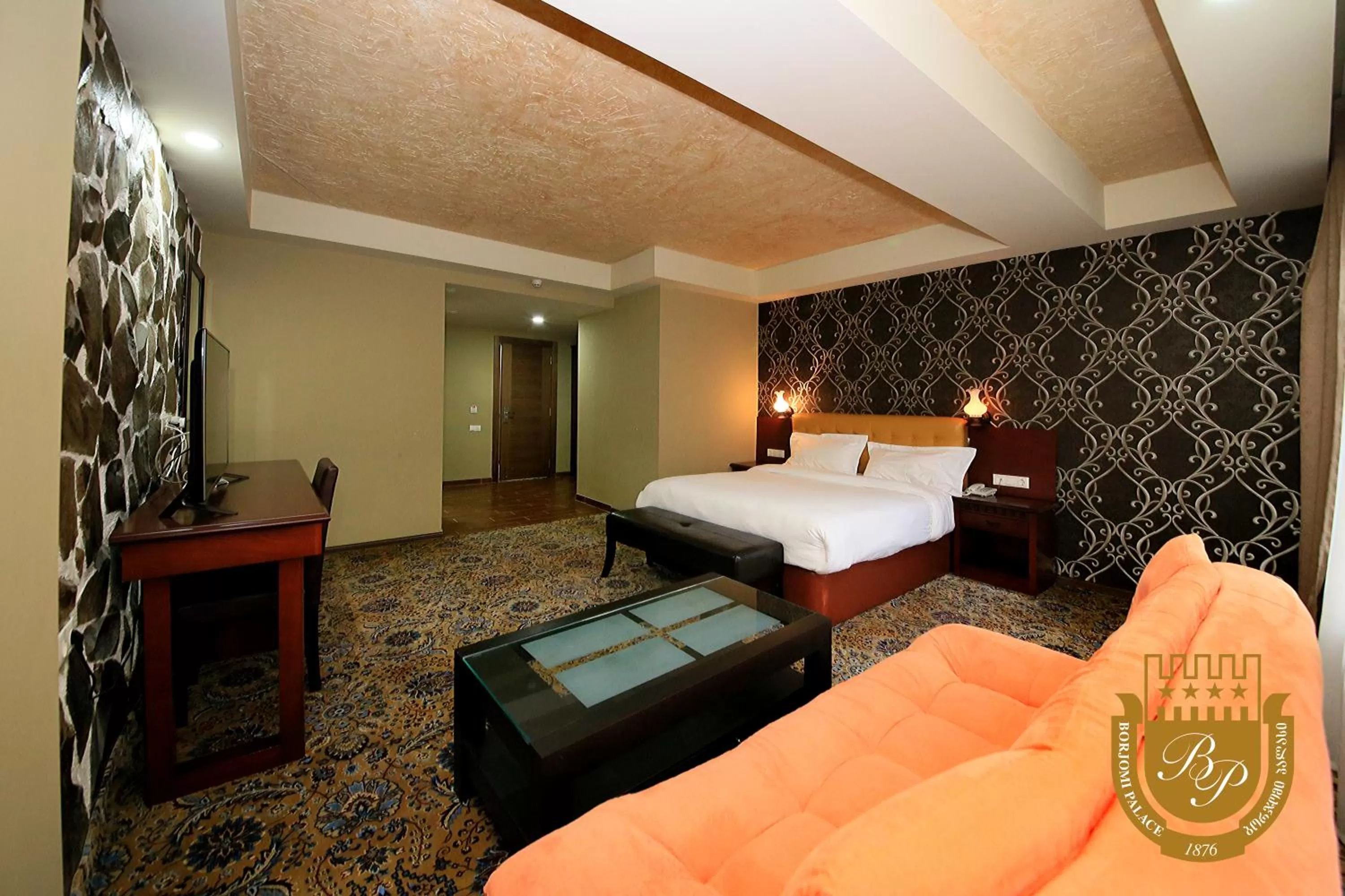 Text overlay, Bed in Borjomi Palace Health & Spa Center