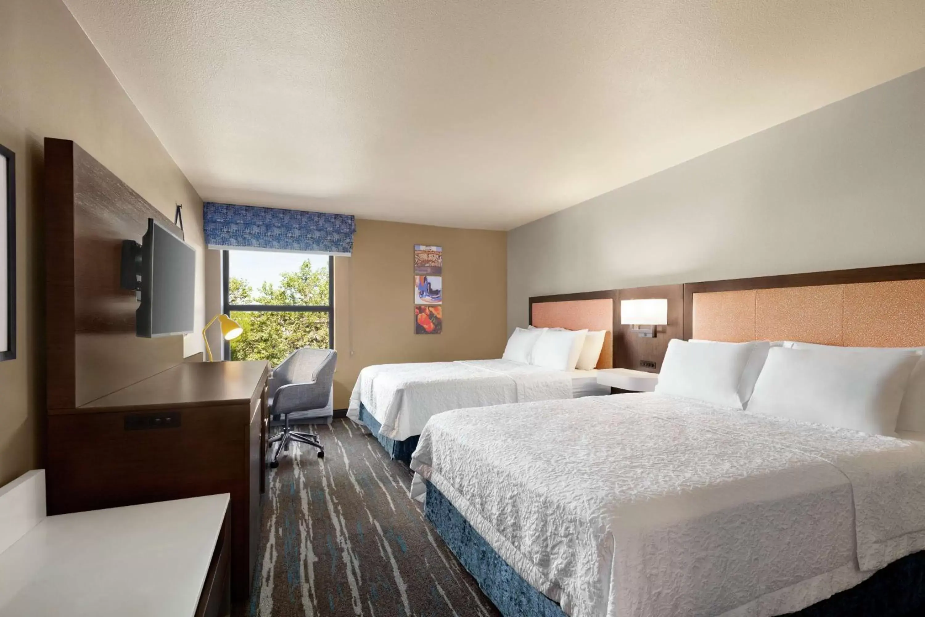 View (from property/room), Bed in Hampton Inn Sacramento/Rancho Cordova