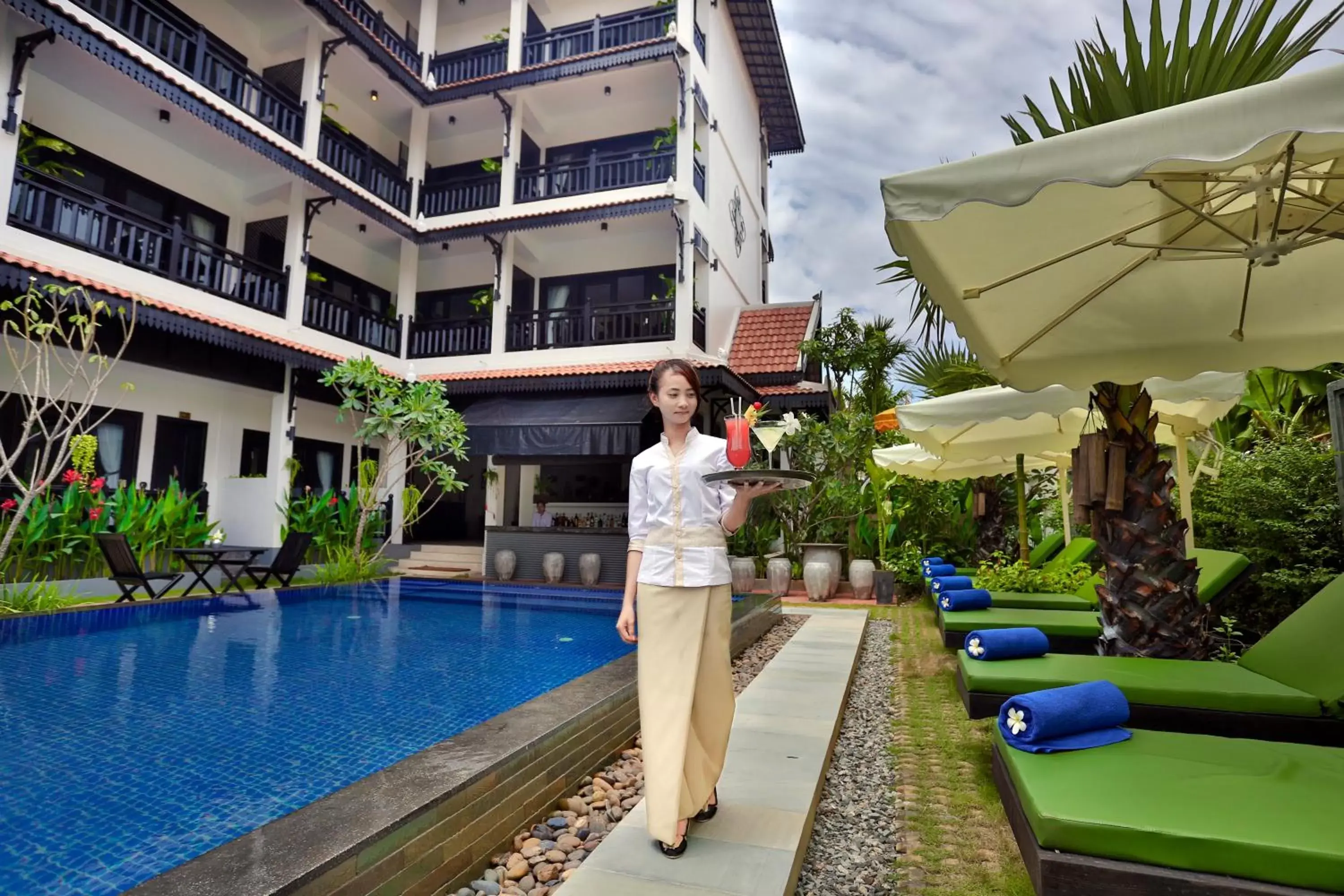Balcony/Terrace, Swimming Pool in Khmer Mansion Boutique Hotel