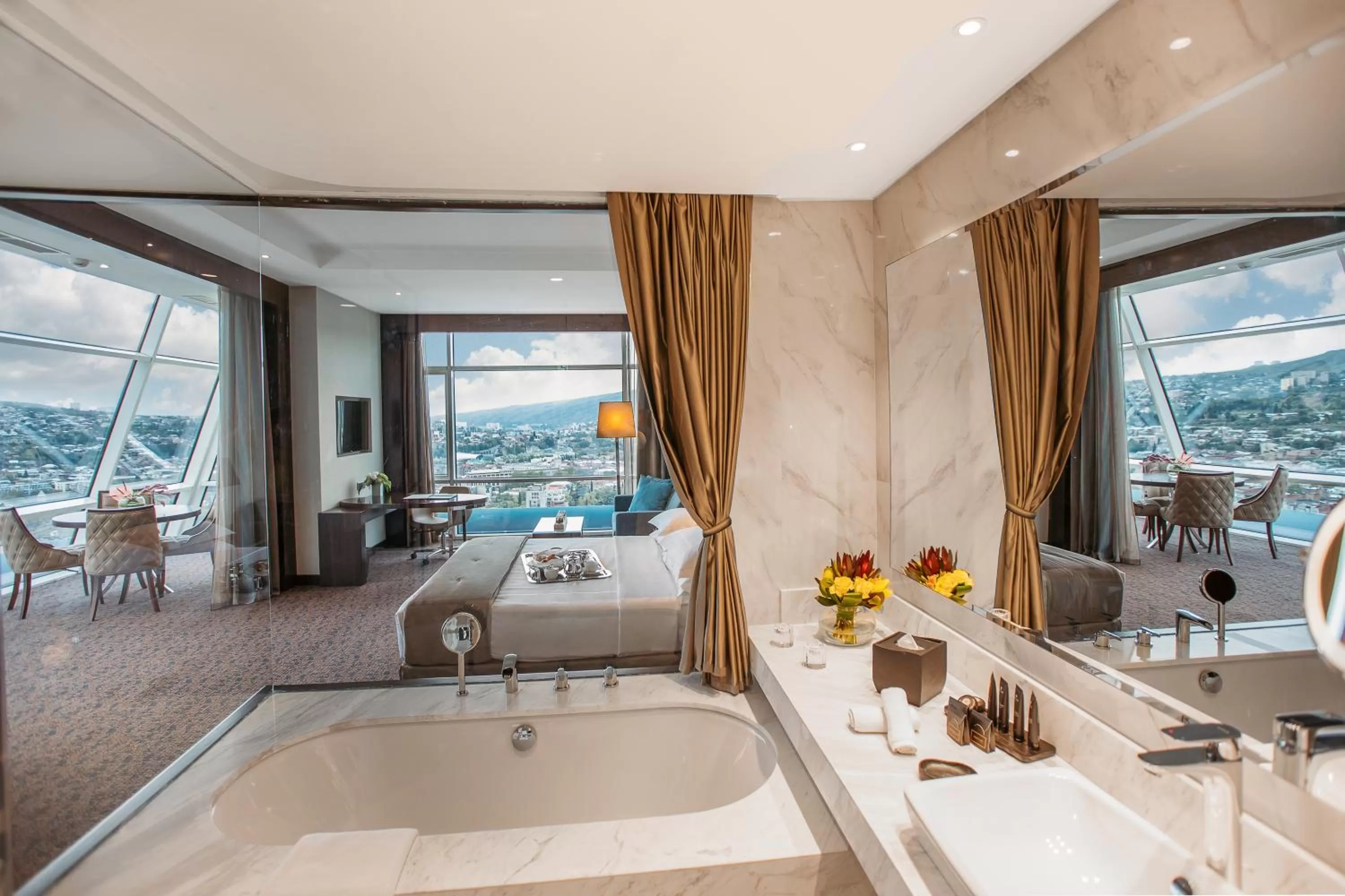 Bathroom, Bed in The Biltmore Tbilisi Hotel