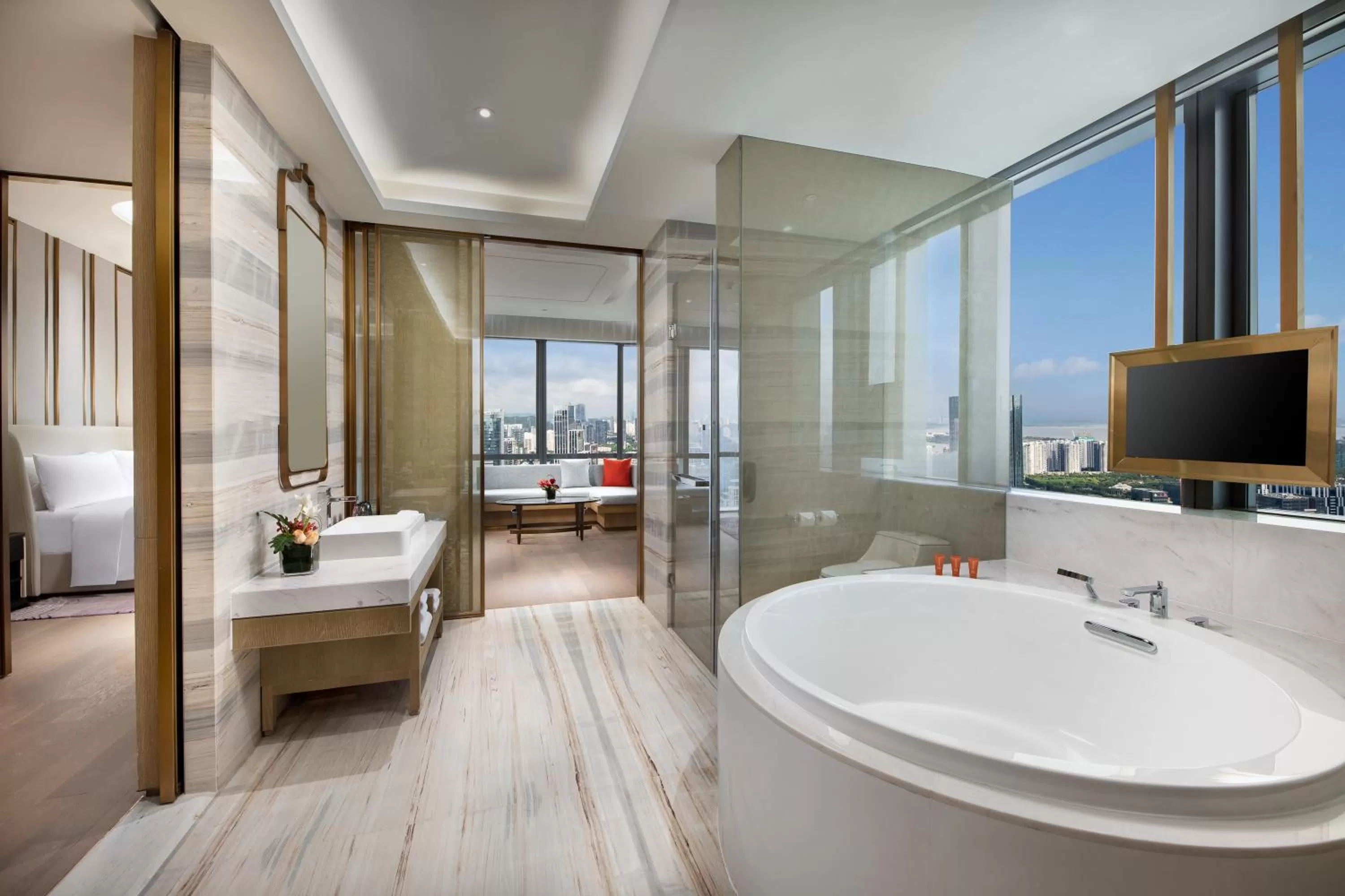 Bathroom in Crowne Plaza Shenzhen Nanshan by IHG