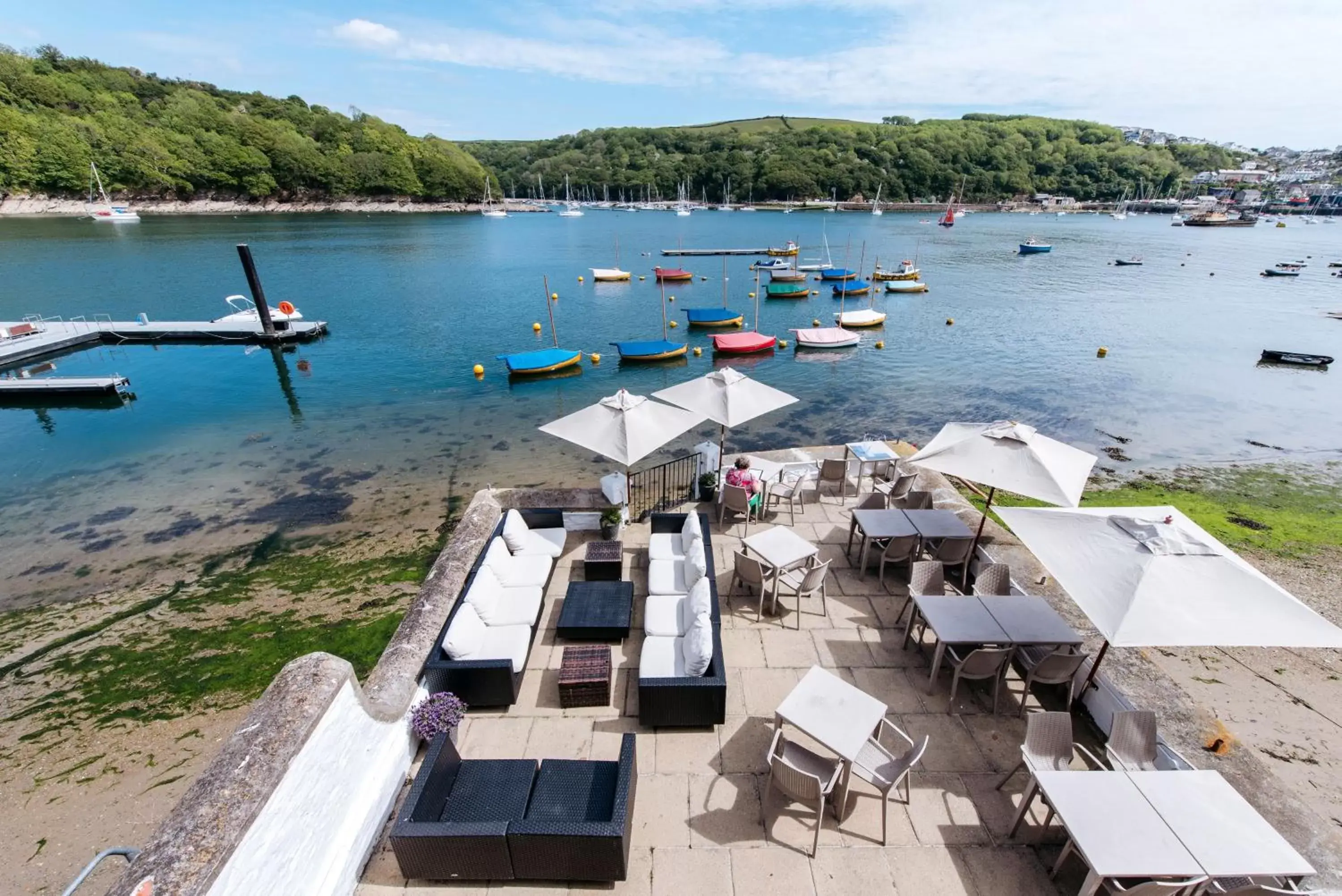 Patio in The Old Quay House Hotel