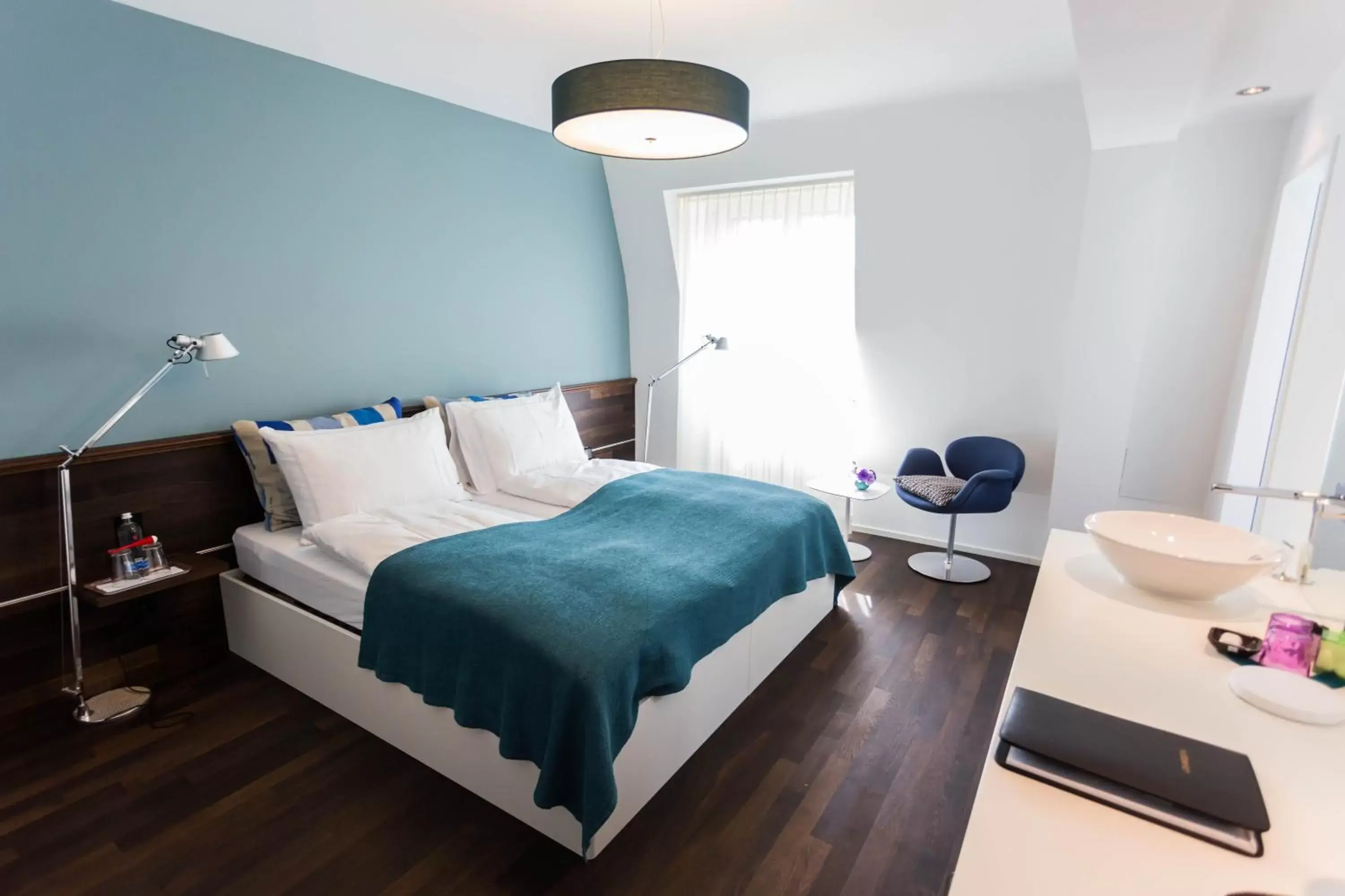 Bedroom, Bed in Design Hotel Plattenhof