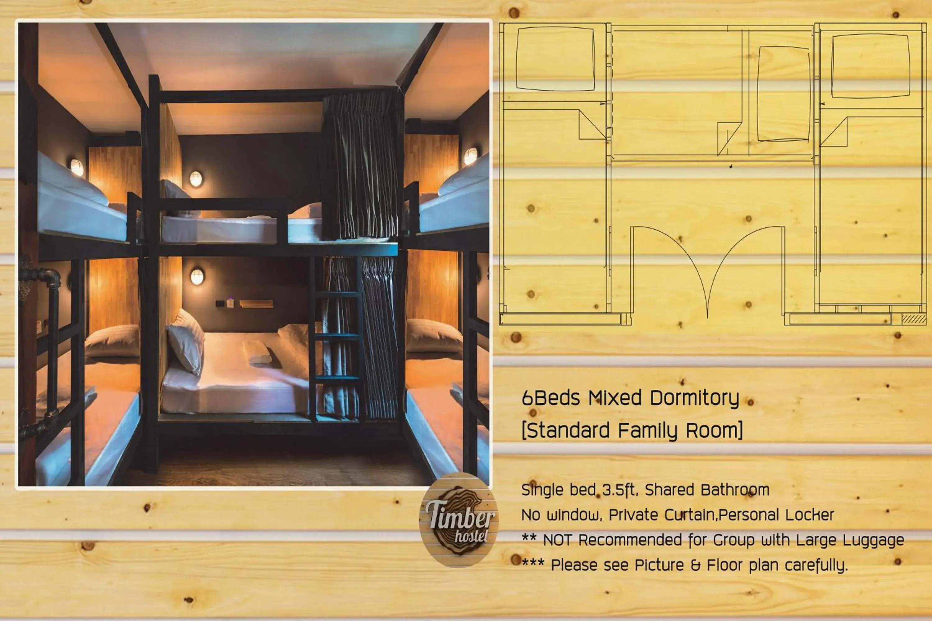 Text overlay in Timber Hostel by ZUZU
